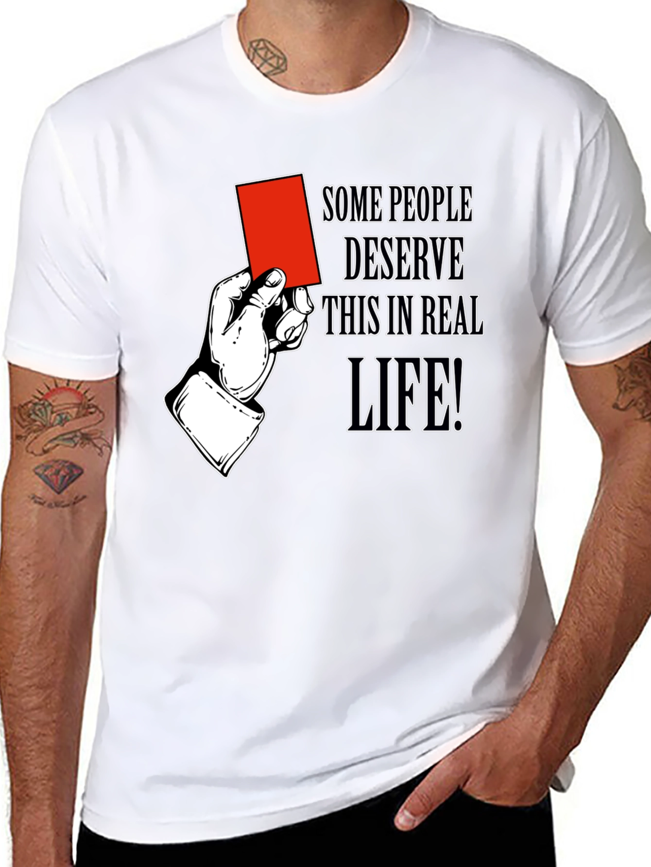 Black Red Card Humor T-Shirt: Some People Deserve It view 8