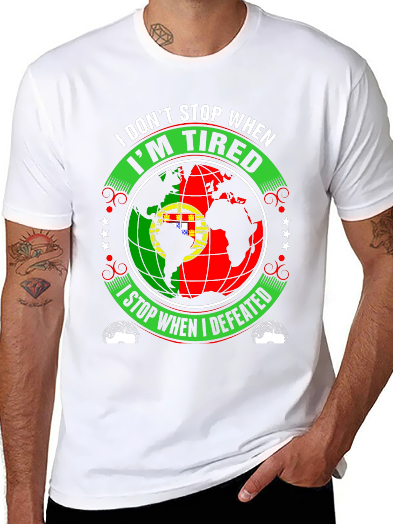 Portugal Flag Globe Motivational T-Shirt - 8