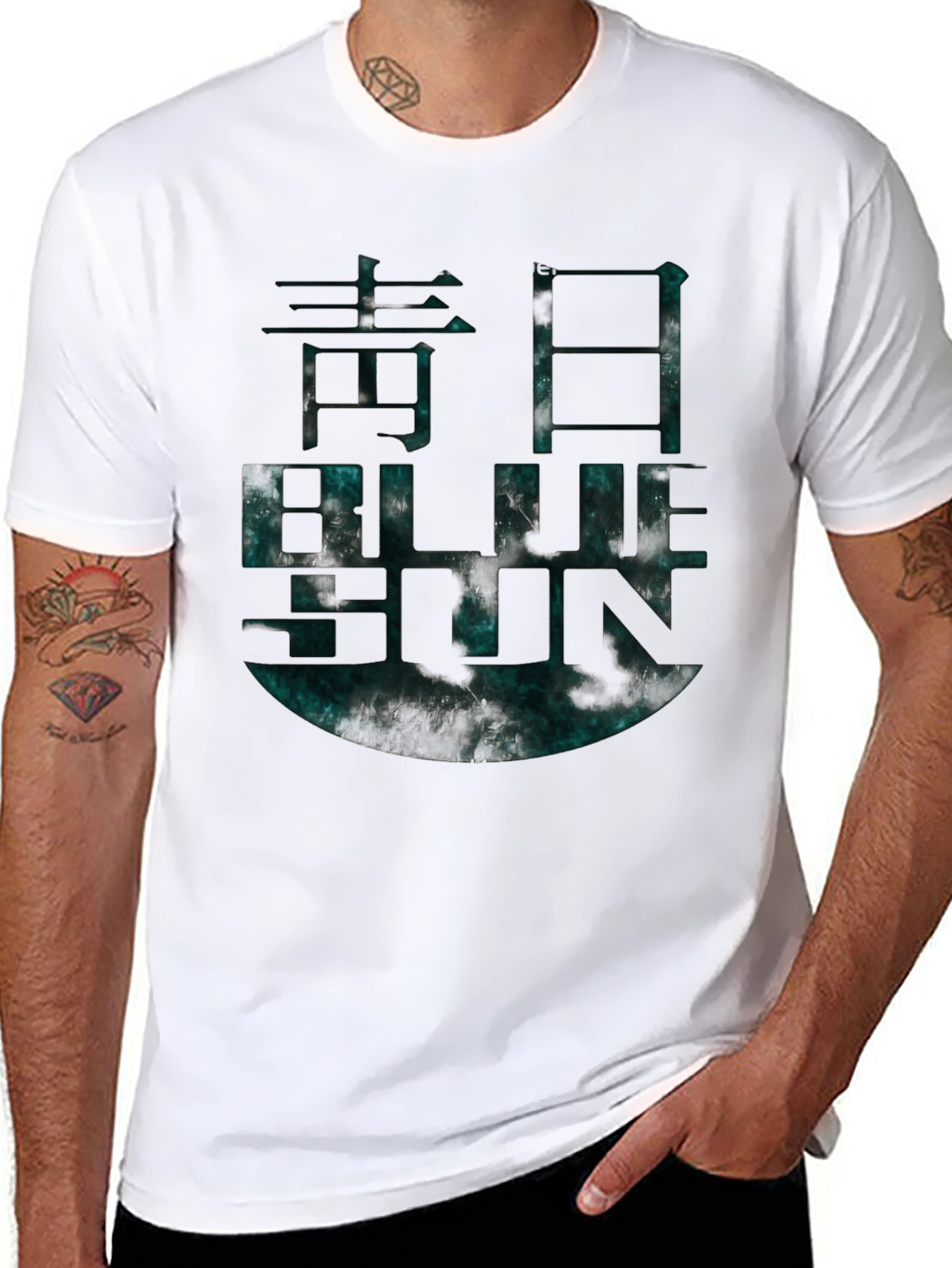 Black Blue Sun Graphic T-Shirt Black view 8