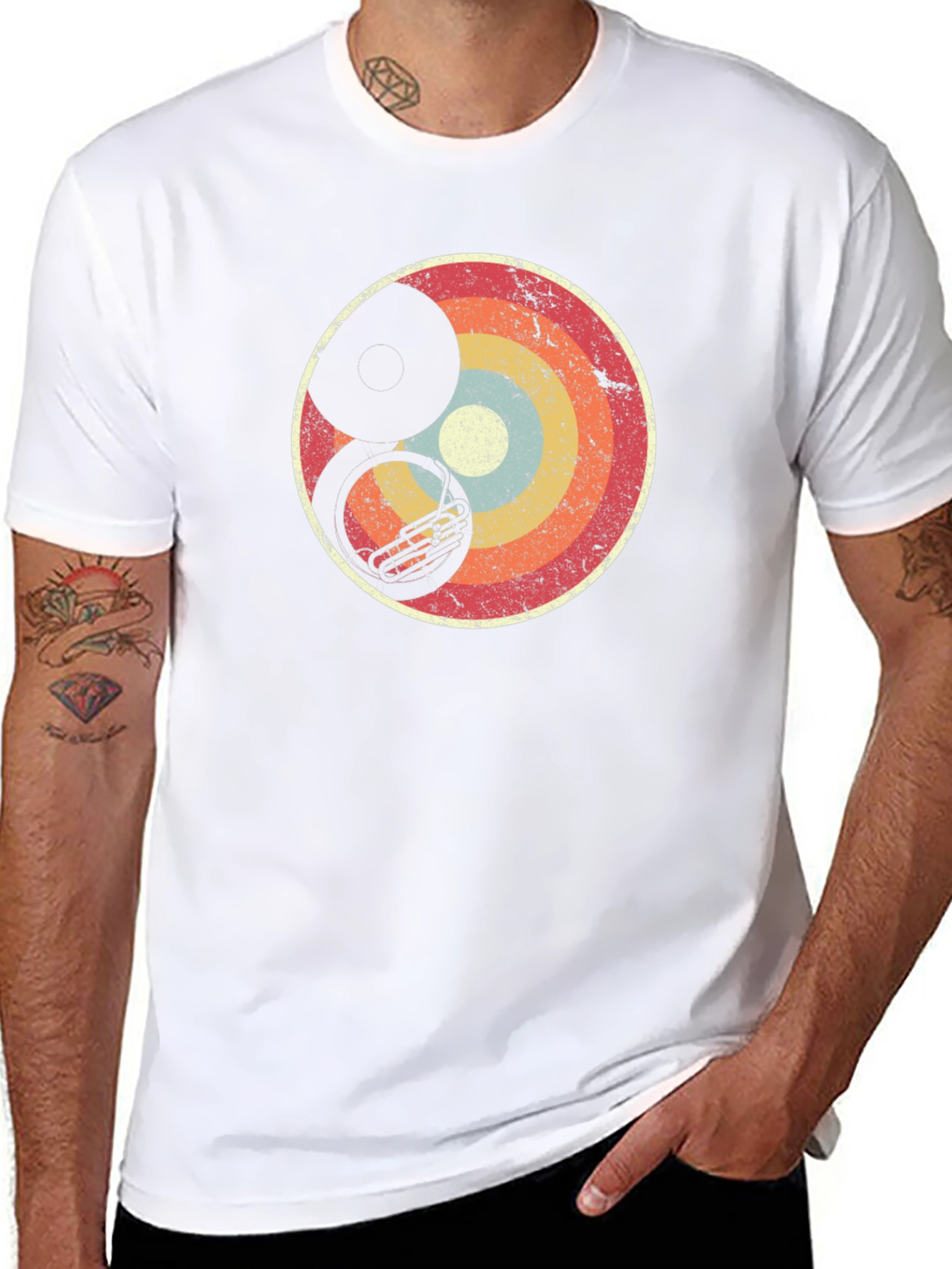 Black Retro Tuba Eclipse Graphic Tee view 8