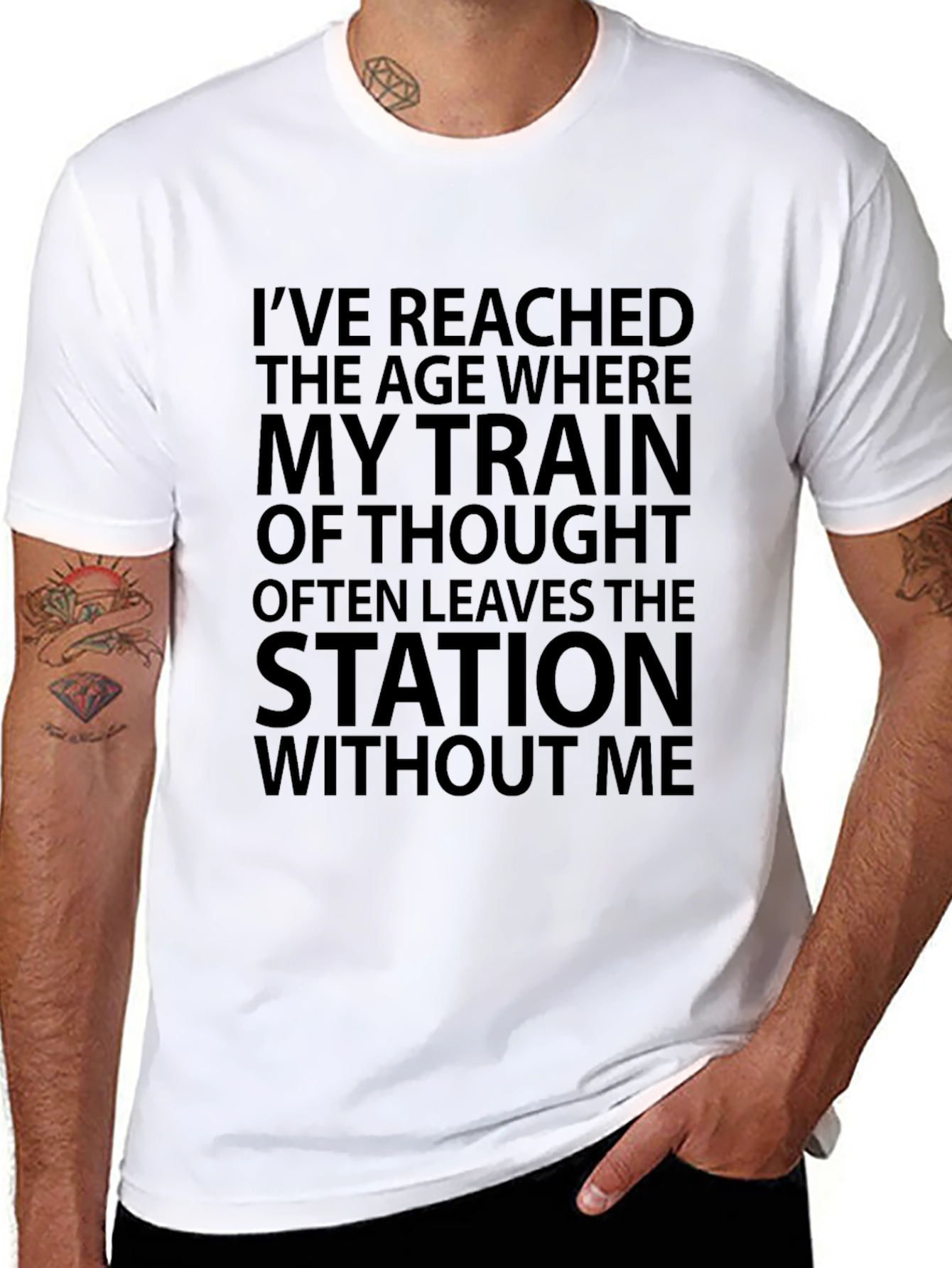 Black Humorous Train of Thought Graphic Tee view 8