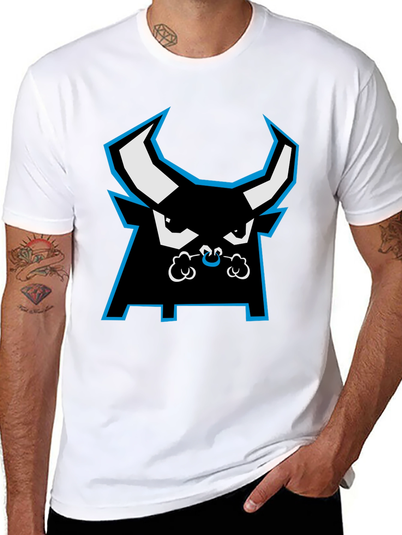 Black Bold Bull Graphic Tee - Black Cotton Casual Wear view 8