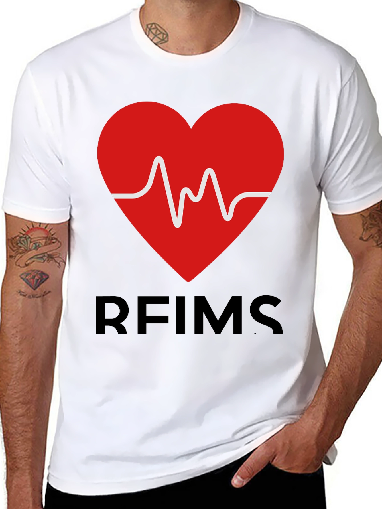 Black RFIMS Heartbeat Graphic Tee - Stylish Casual Wear view 8