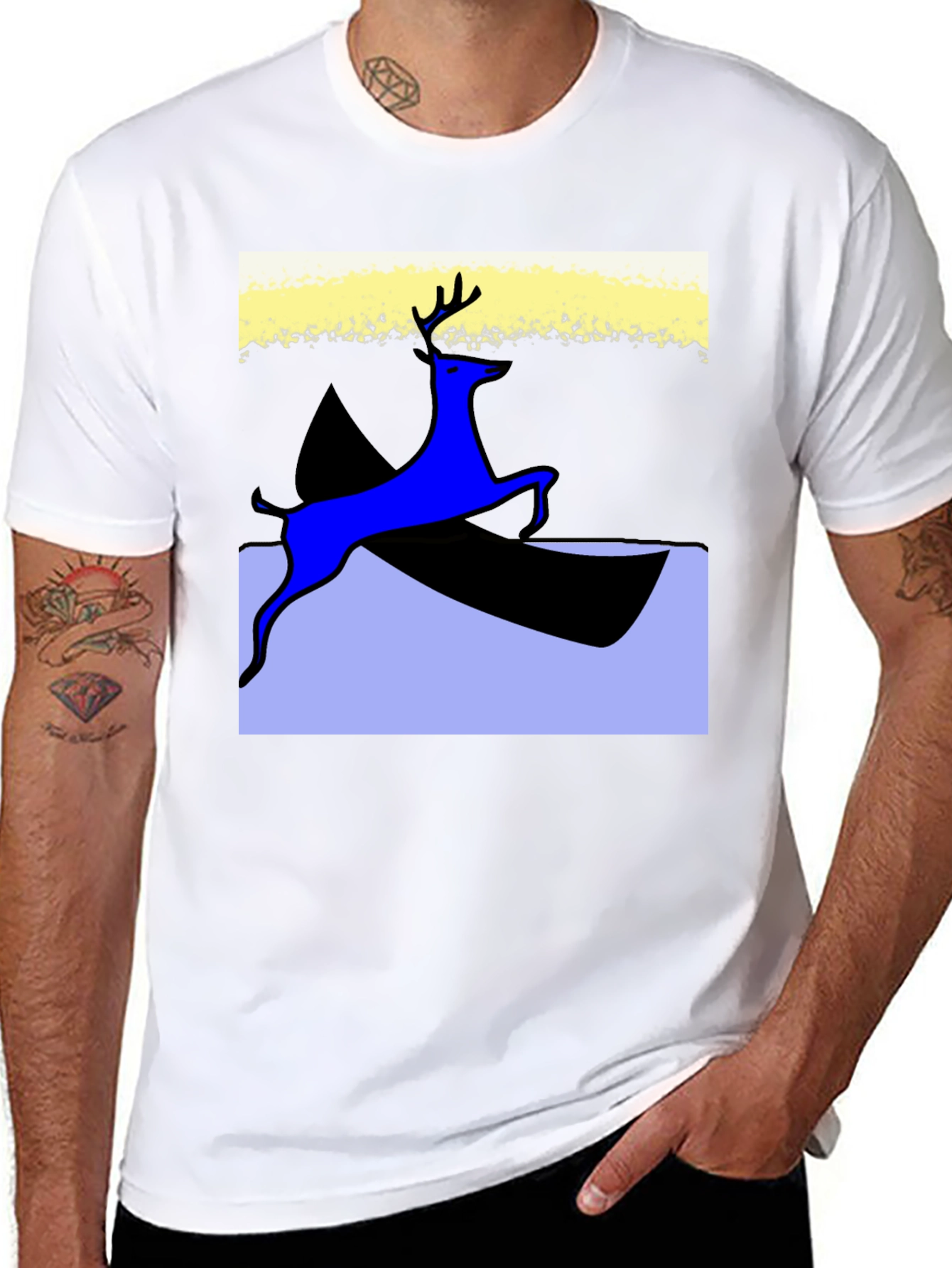 Black Deer Graphic Black T-Shirt - Unique Artistic Design view 8