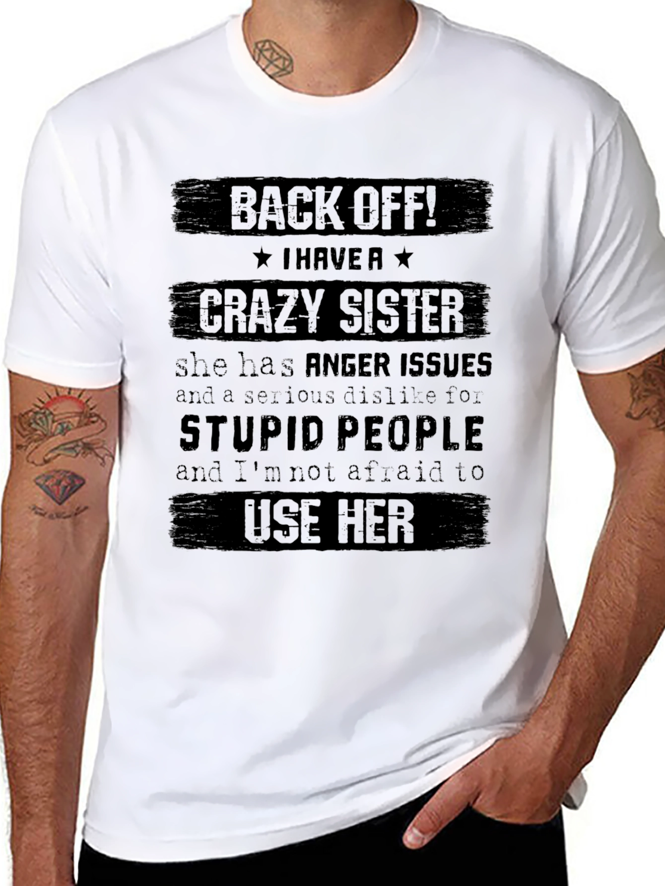 Black Crazy Sister Graphic Tee - Funny Novelty Shirt view 8