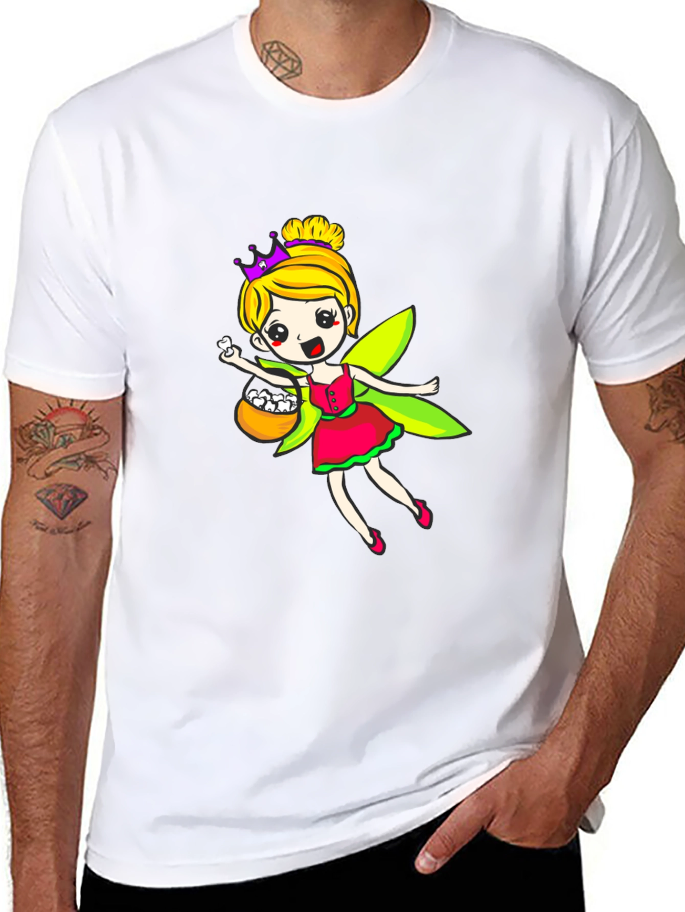 Black Fairy Princess T-Shirt - Cartoon Design view 8