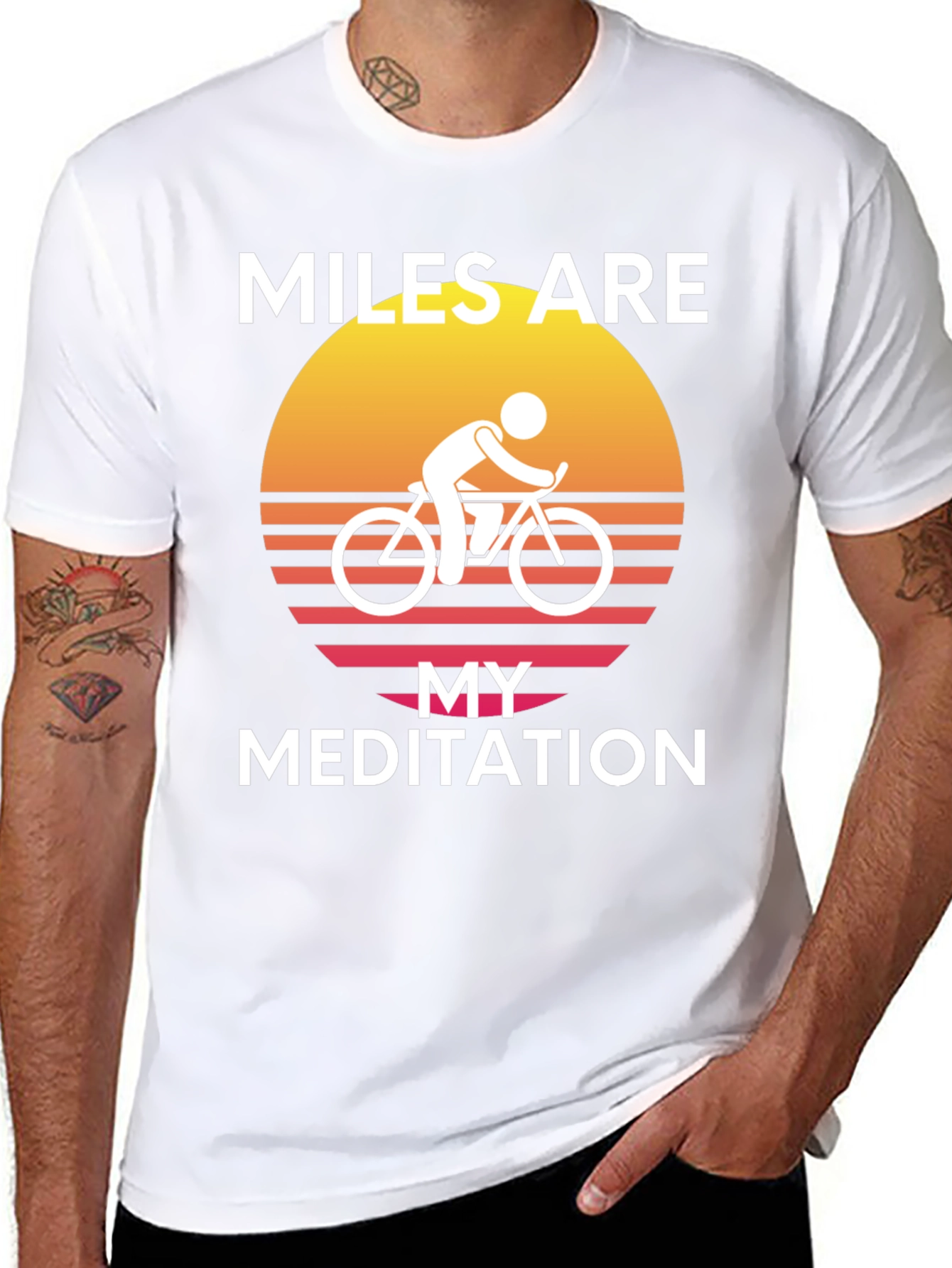 Black Miles Are My Meditation Graphic T-Shirt - Cycling view 8