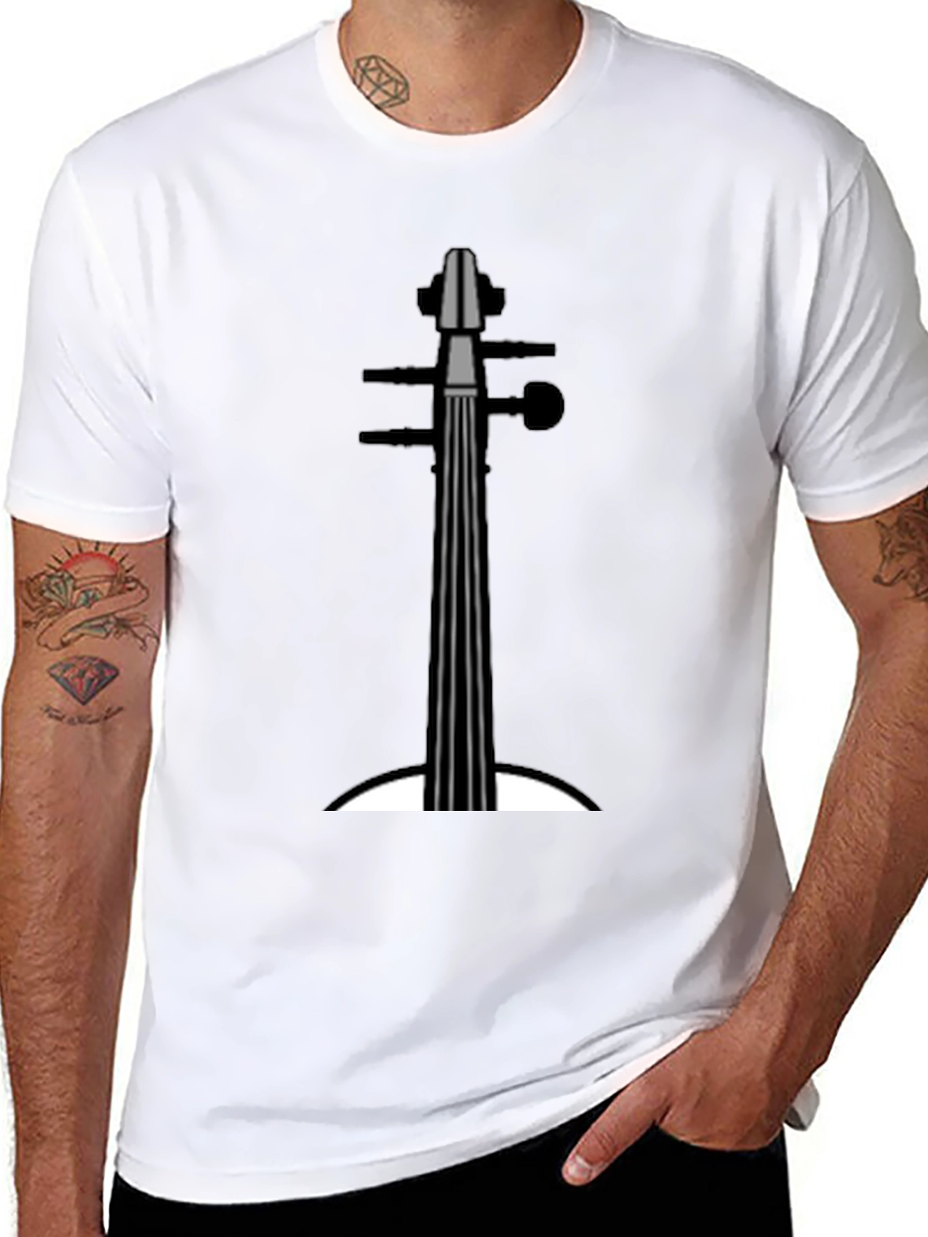 Black Cello Graphic Tee - Musician's Black T-Shirt view 8