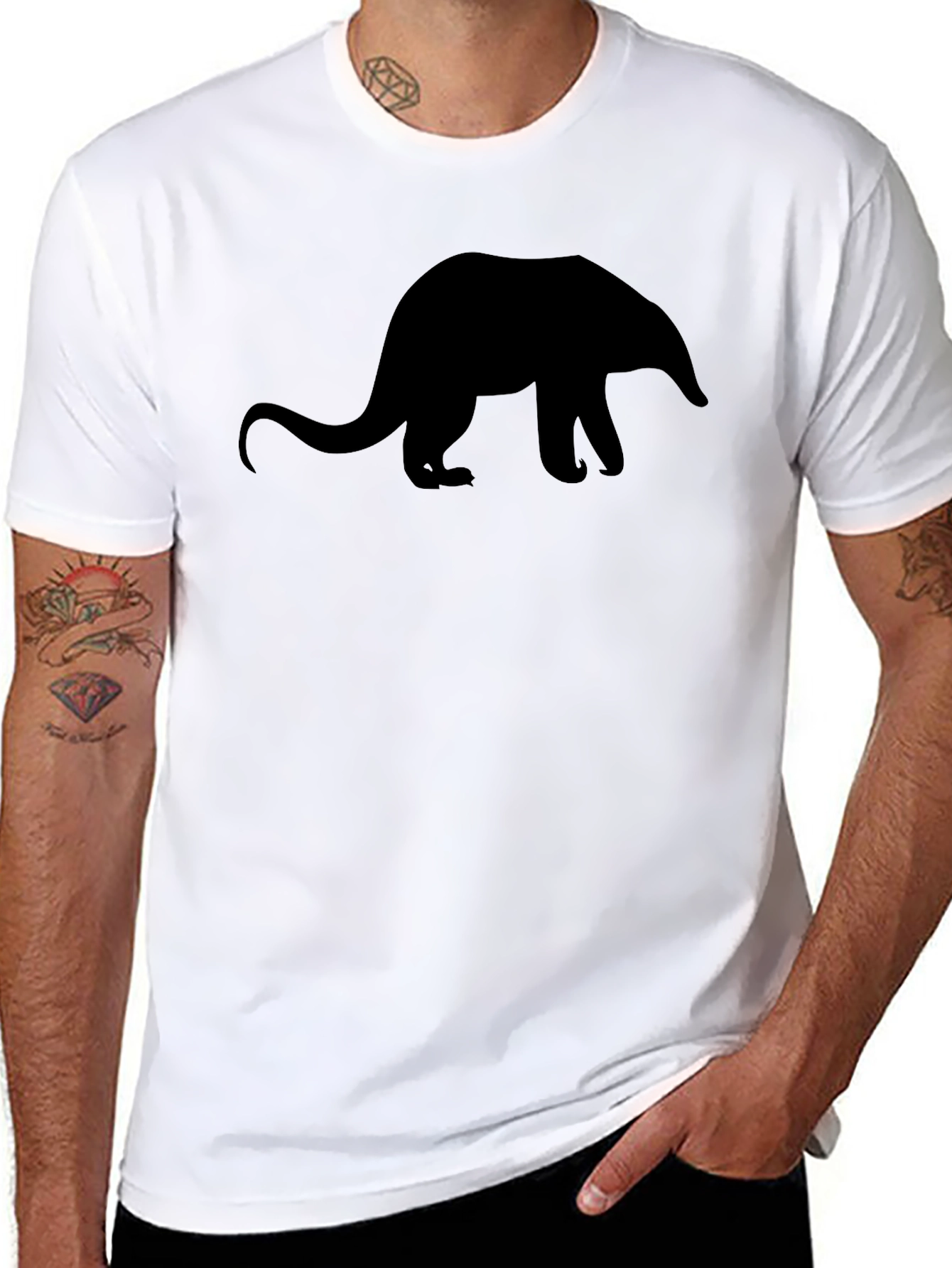 Black Silhouette Anteater Black T-Shirt view 8