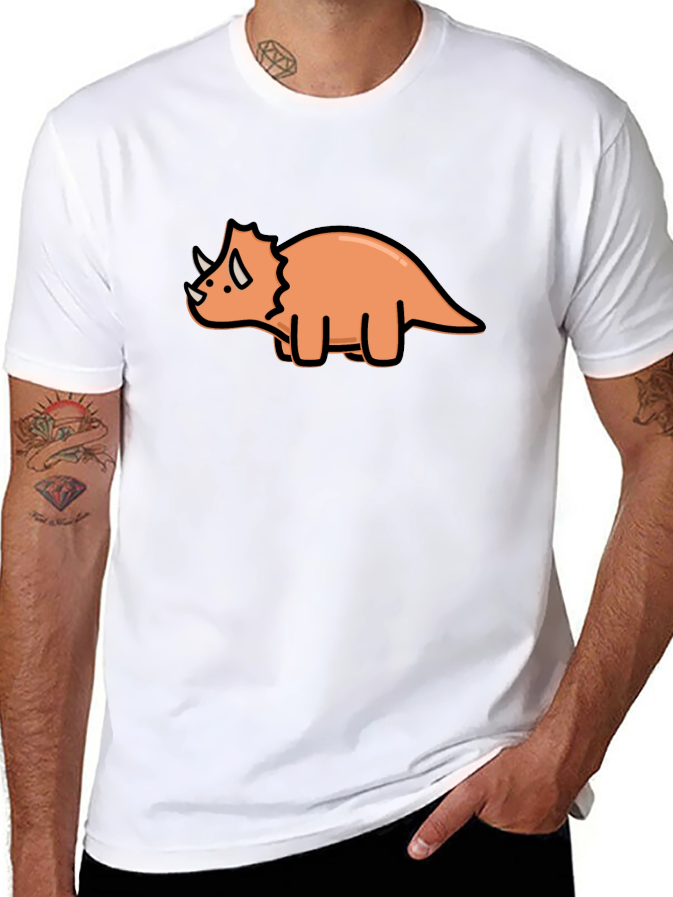 Black Triceratops Graphic Tee - Black Cotton Comfort view 8