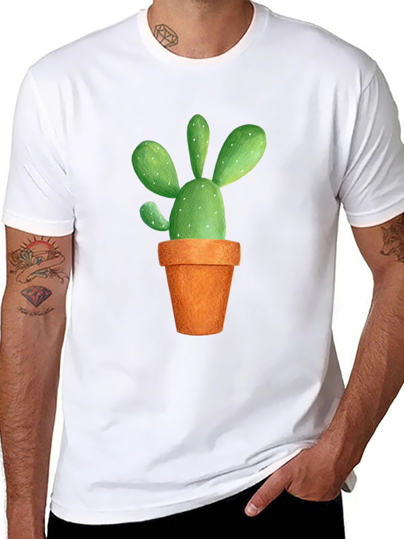 Black Cactus Graphic Tee - Potted Plant Design view 8