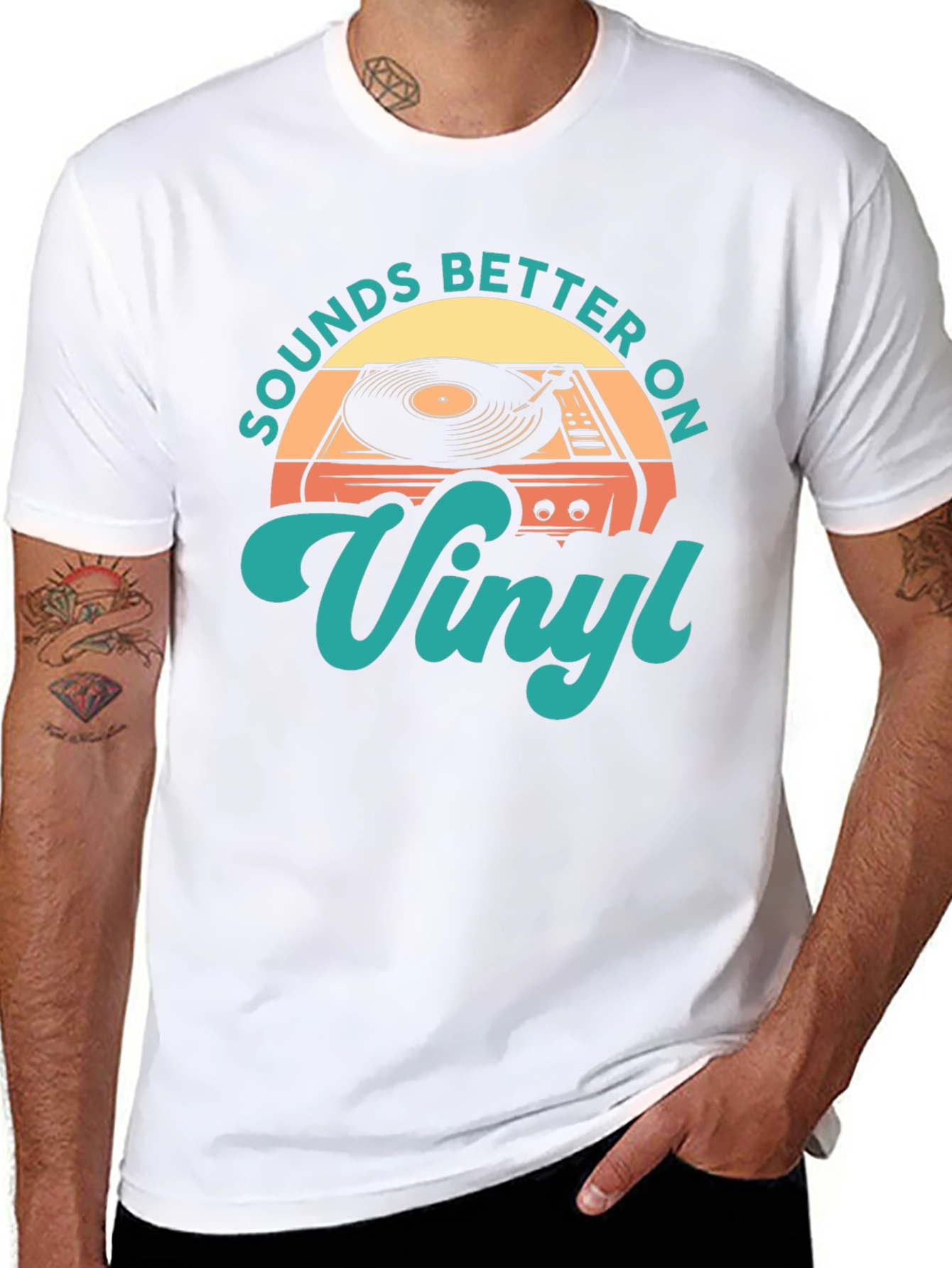 Black Sounds Better On Vinyl Retro T-Shirt view 8
