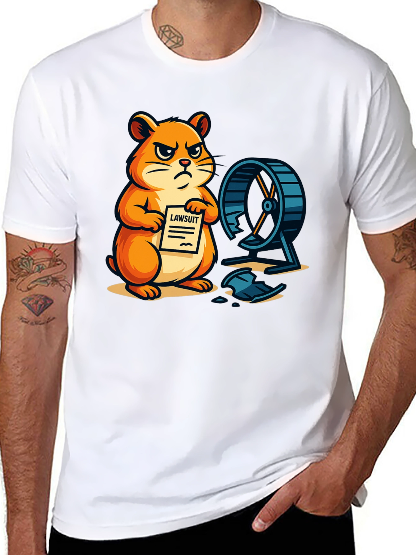 Black Hamster Lawsuit Graphic T-Shirt view 8