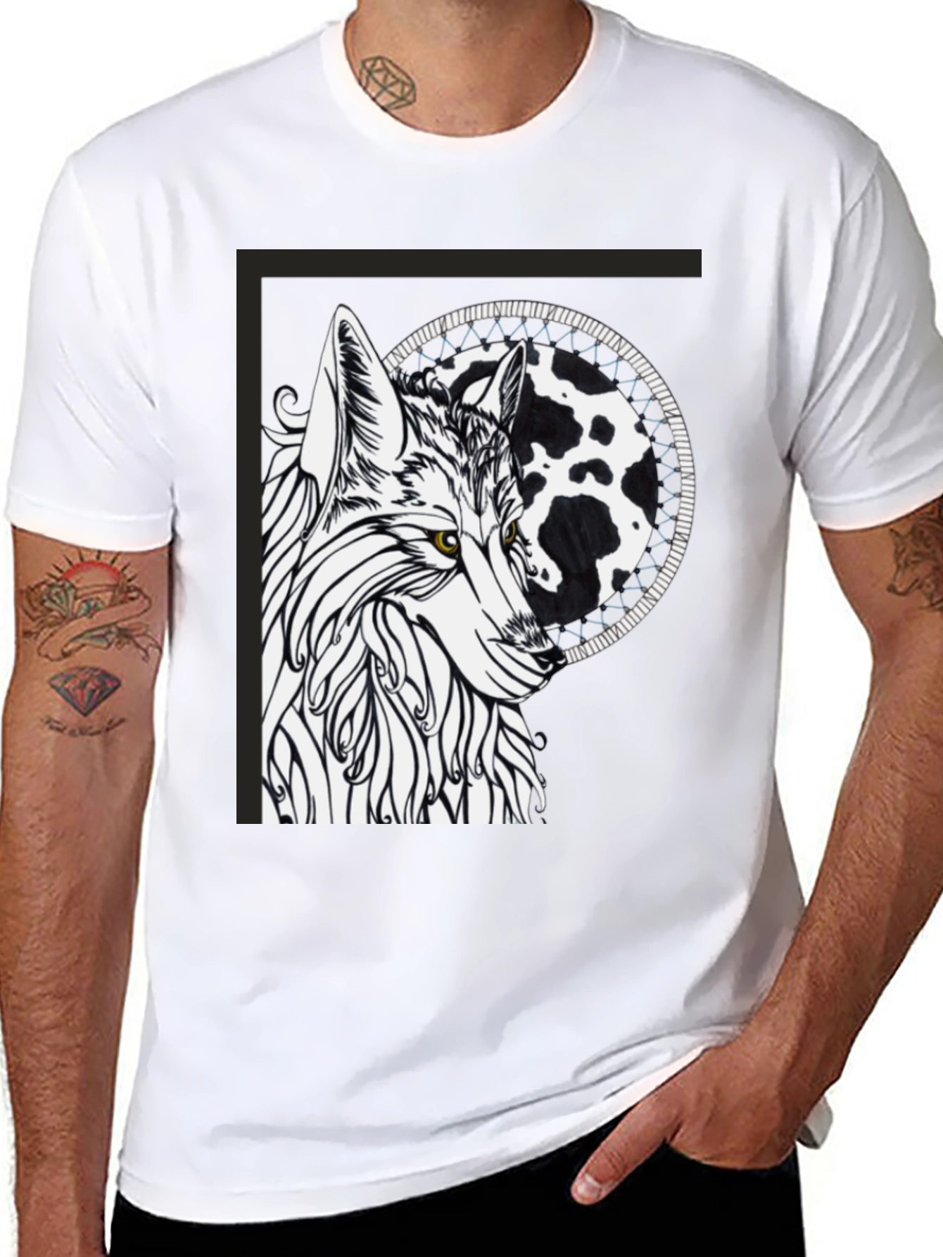 Black Wolf Graphic Tee - Black Cotton Blend view 8