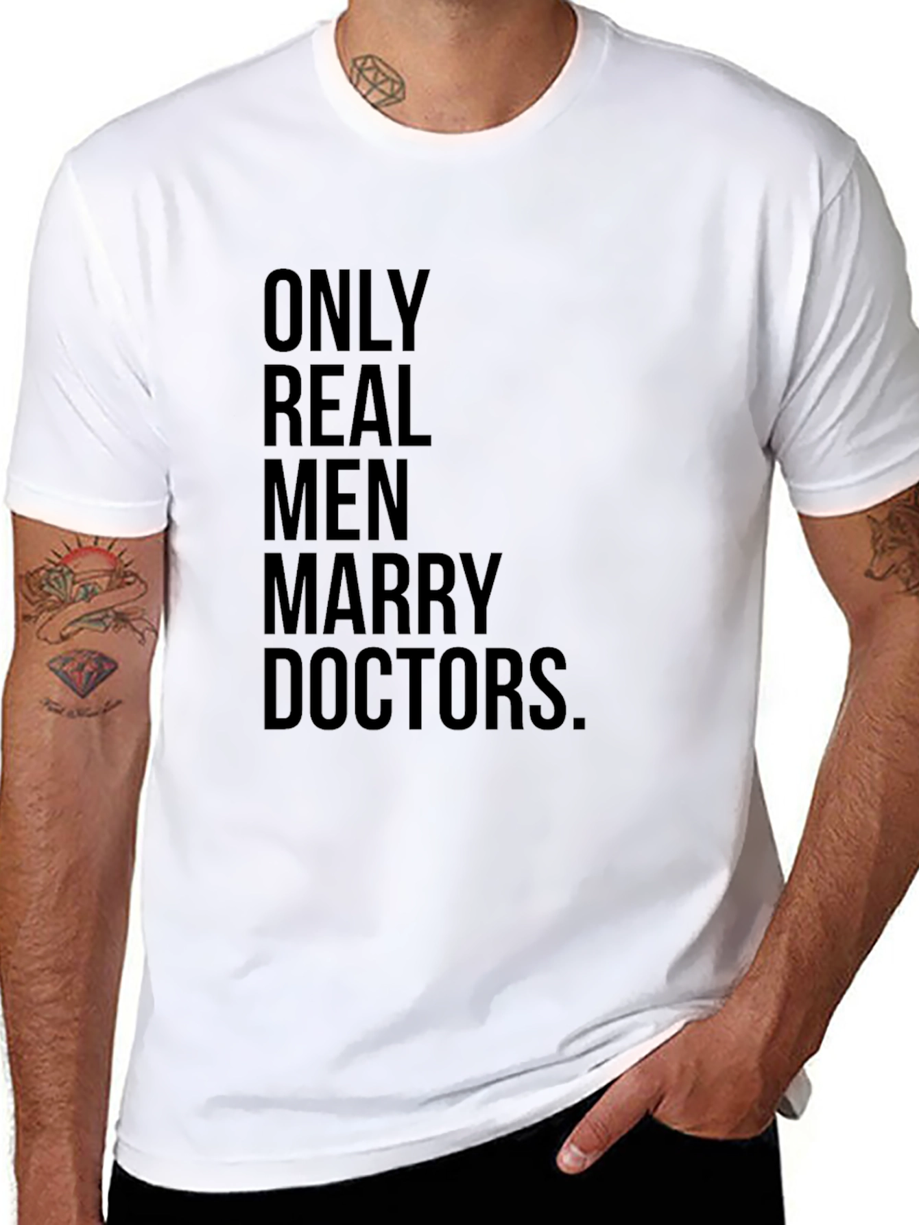 Black Only Real Men Marry Doctors T-Shirt view 8