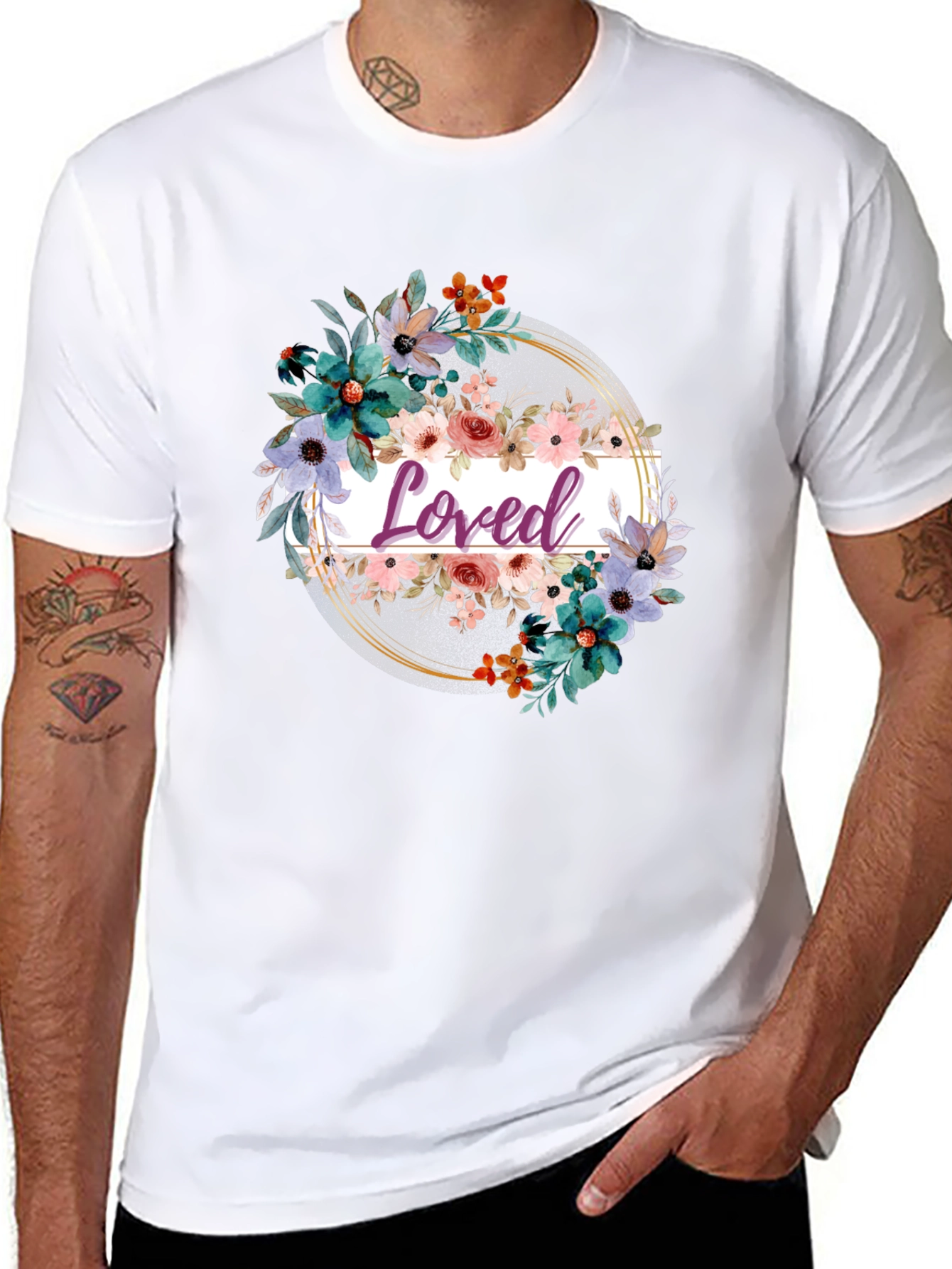 Black Floral Loved T-Shirt view 8