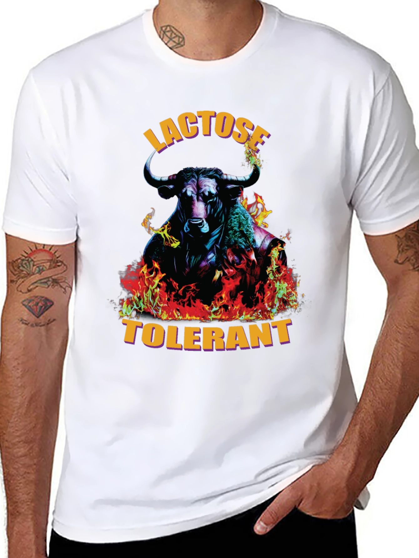 Black Lactose Tolerant Bull Graphic Tee view 8