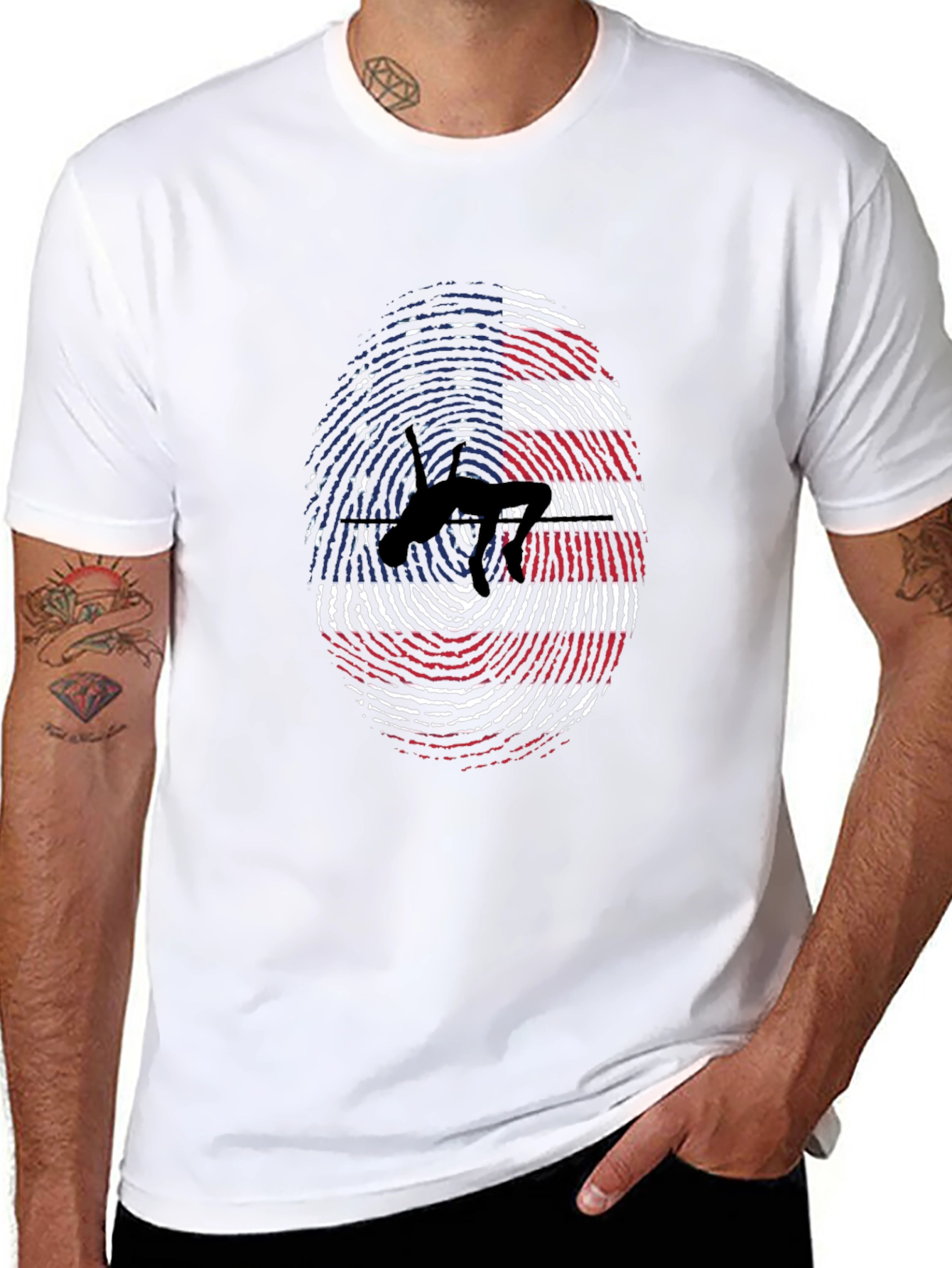 Black American High Jump Fingerprint T-Shirt view 8