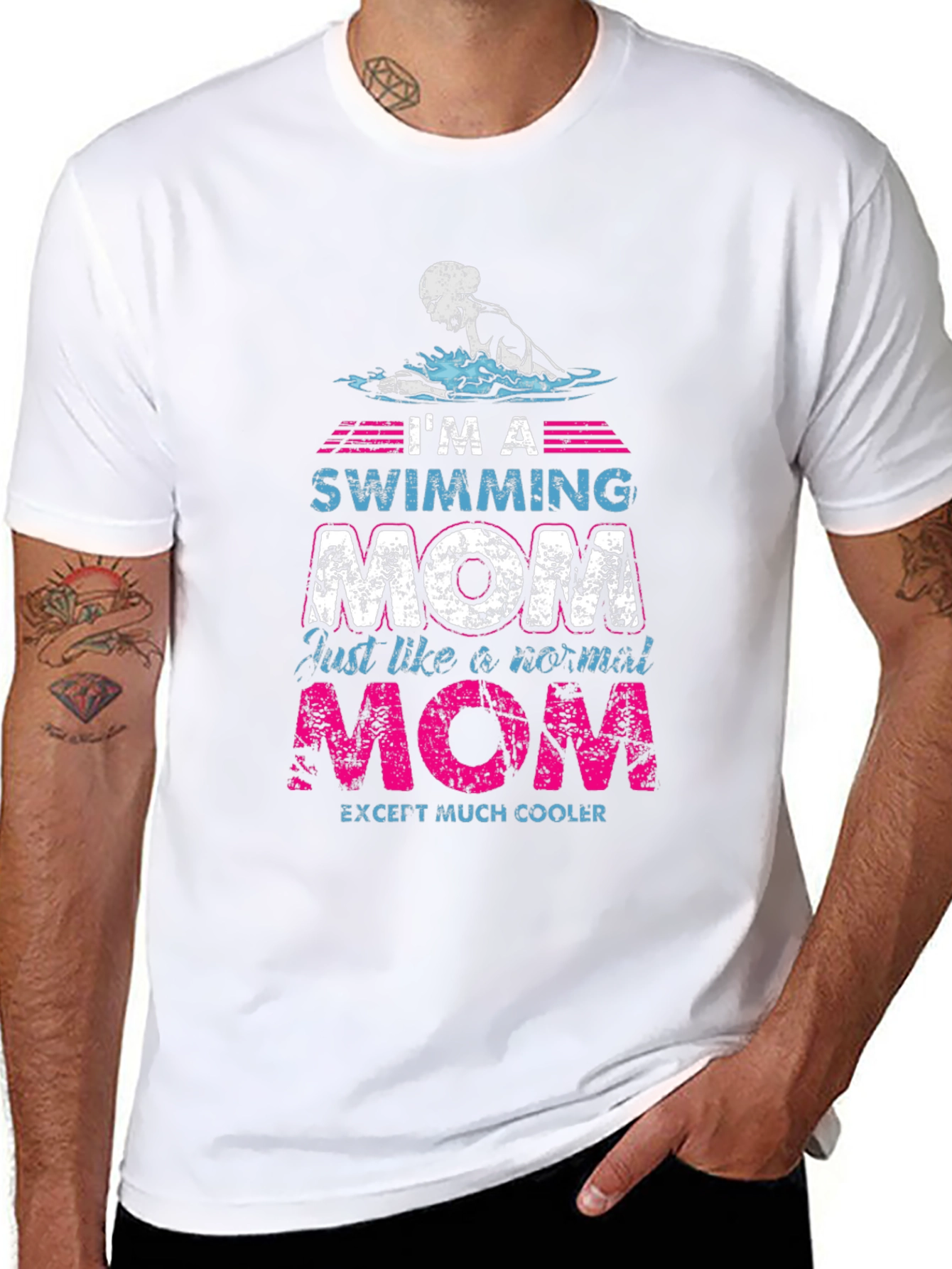 Swimming Mom Graphic T-Shirt - Cool Mothers Day Gift - 8