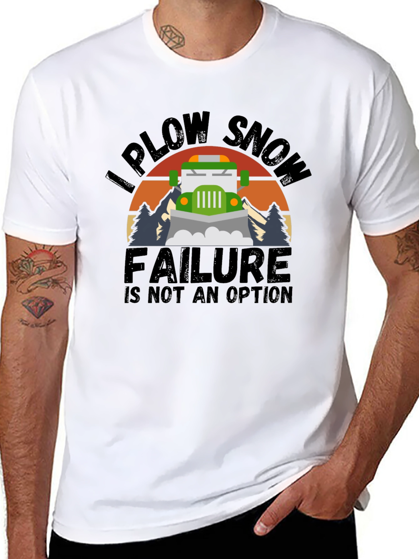Black I Plow Snow T-Shirt - Failure is Not an Option view 8