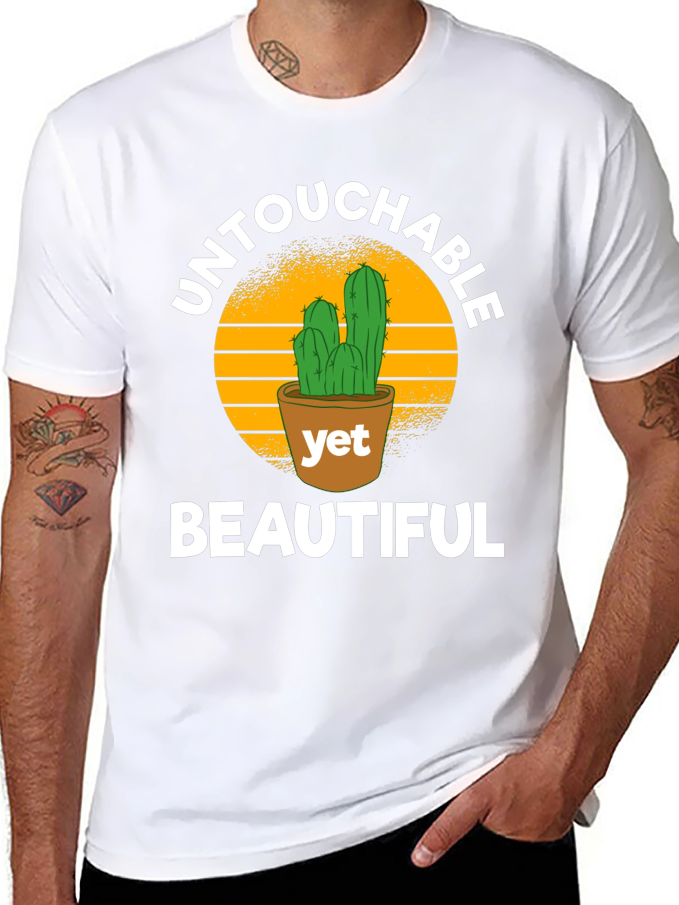 Black Untouchable Yet Beautiful Cactus T-Shirt view 8