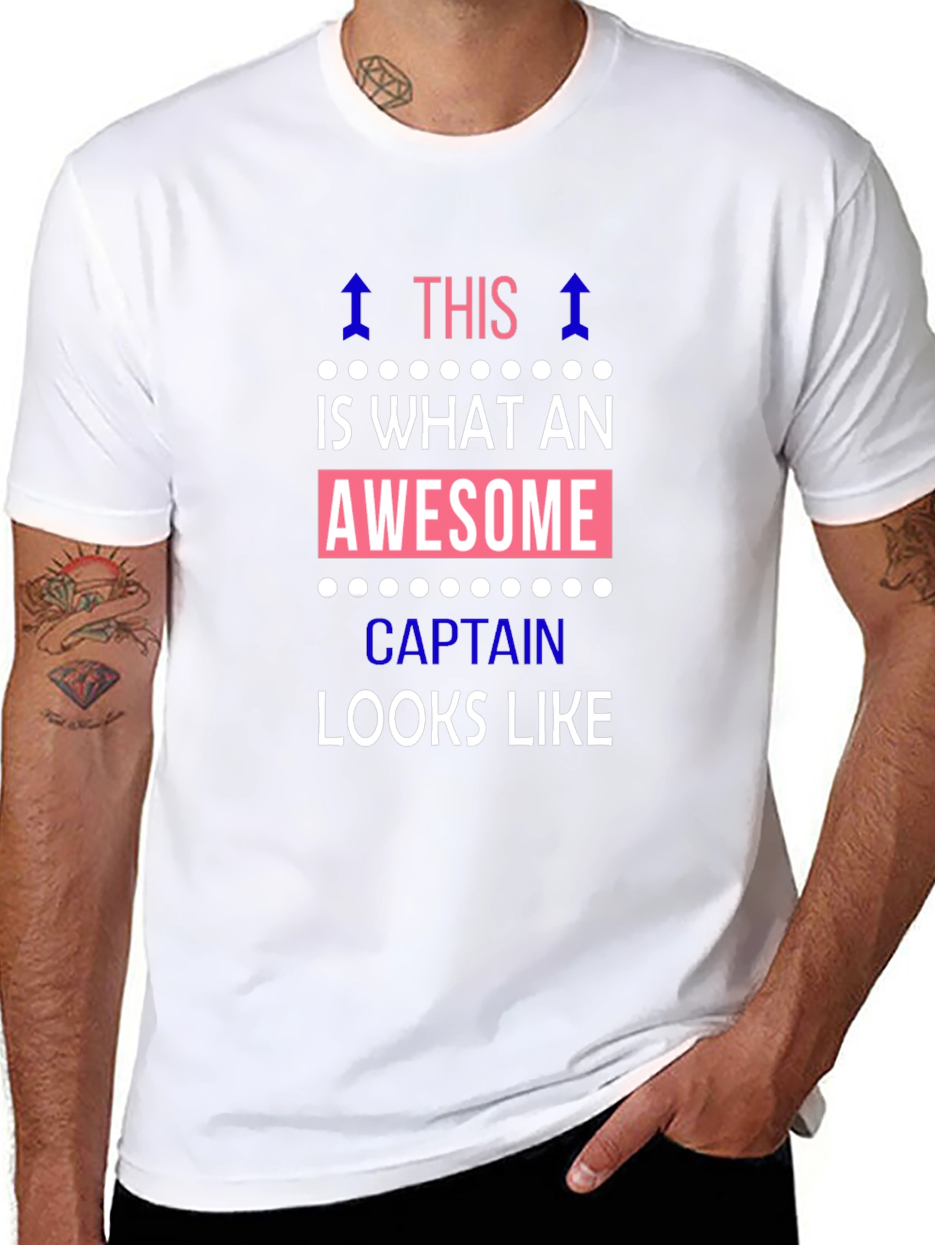 Black Awesome Captain T-Shirt - Black Crew Neck Tee view 8