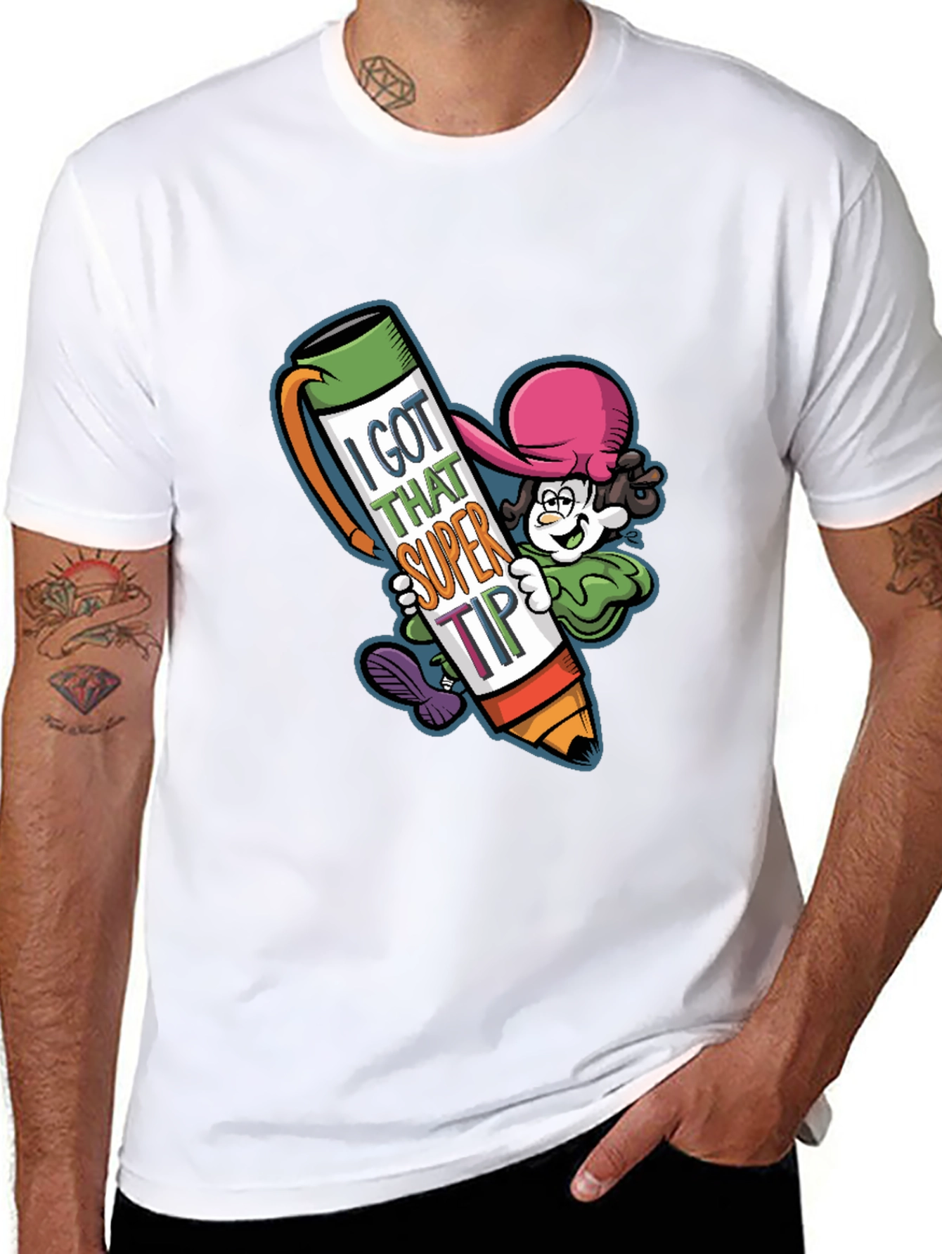 Black I Got That Super Tip Graphic Tee - Novelty T-Shirt view 8