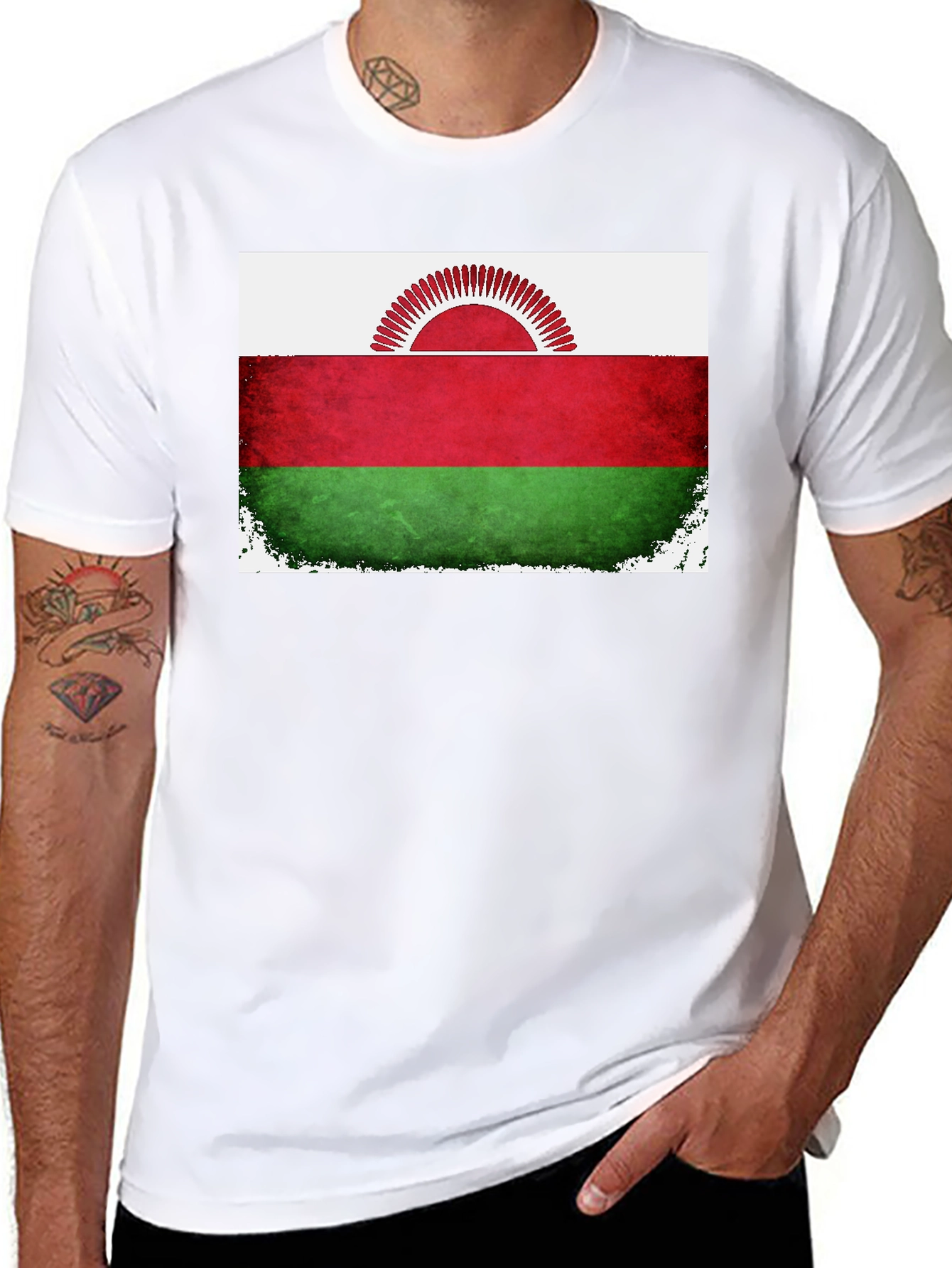 Black Malawi Flag Graphic T-Shirt view 8