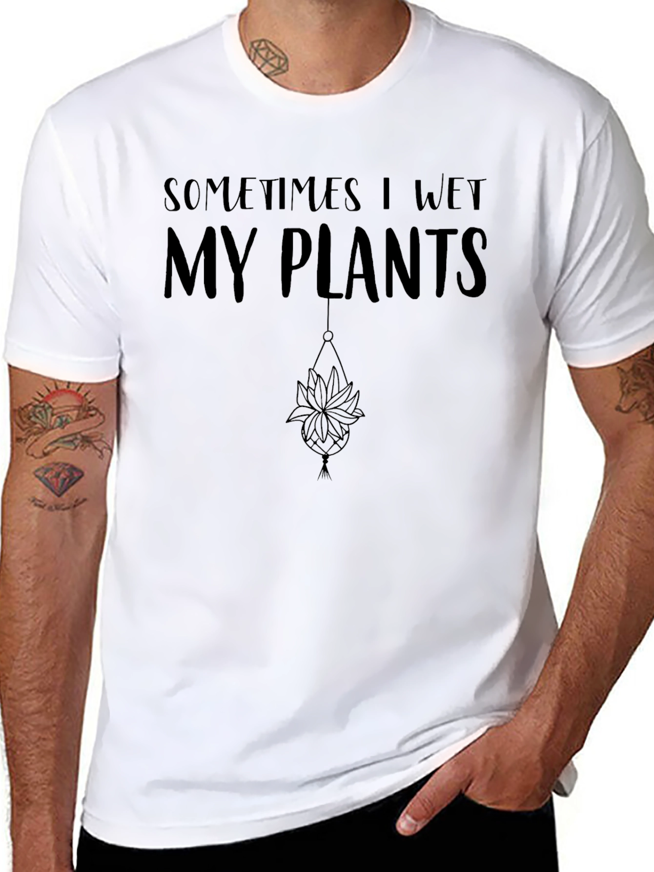 Black Sometimes I Wet My Plants Graphic Tee view 8
