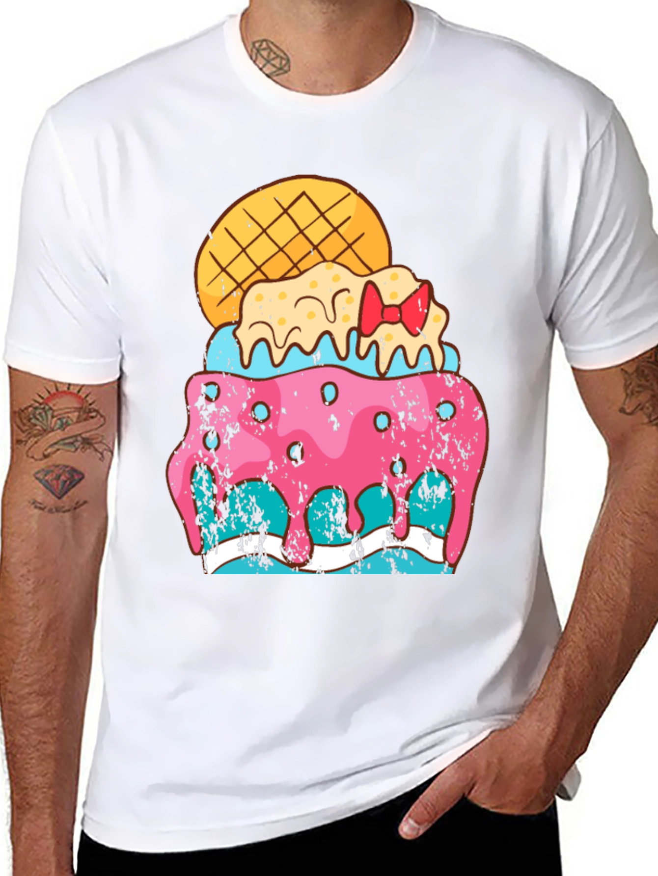 Black Fun Ice Cream Treat Graphic Tee - Black Cotton Blend Shirt view 8