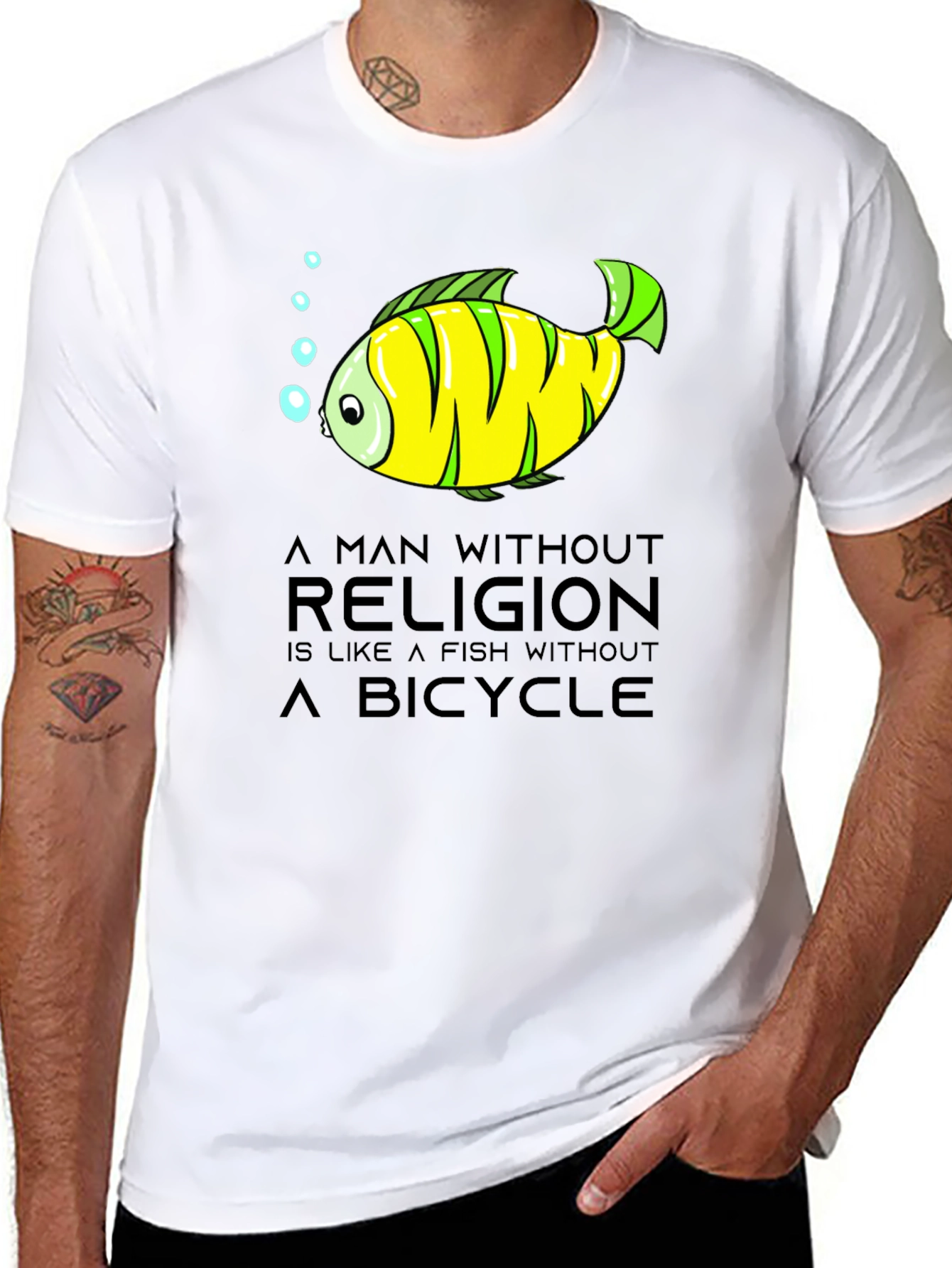 Black A Man Without Religion T-Shirt view 8