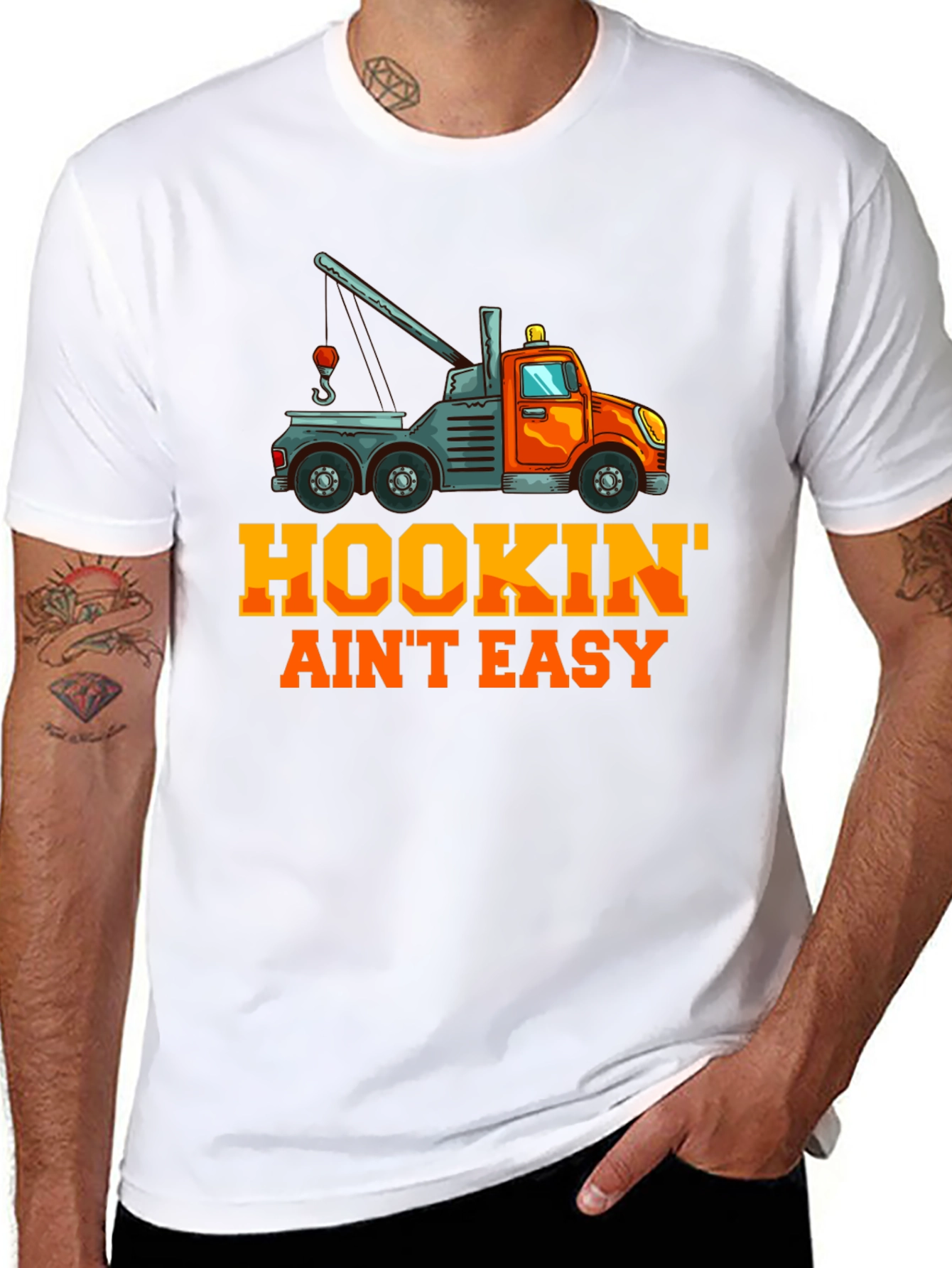 Hookin' Ain't Easy Tow Truck Graphic T-Shirt - 8