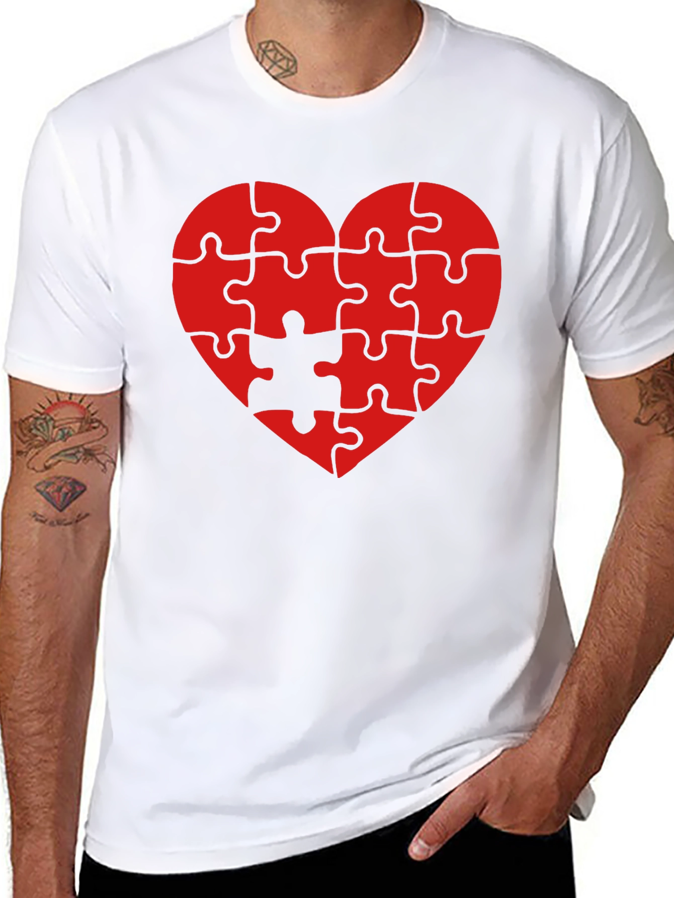 Black Heart Puzzle Piece T-Shirt - Love Completes You view 8