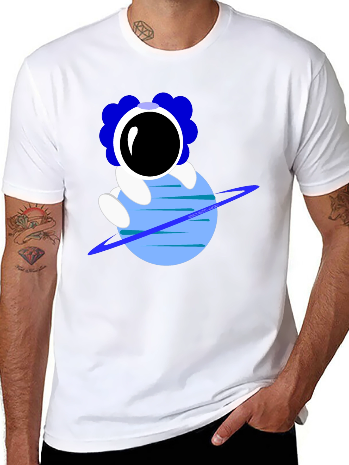 Black Astronaut on Planet Graphic T-Shirt view 8