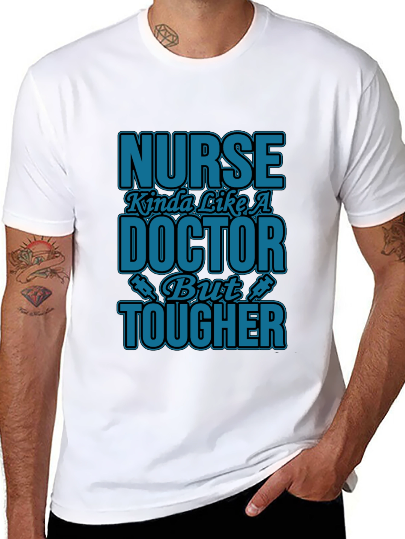 Black Nurse Tougher Than Doctor Novelty Graphic T-Shirt view 8