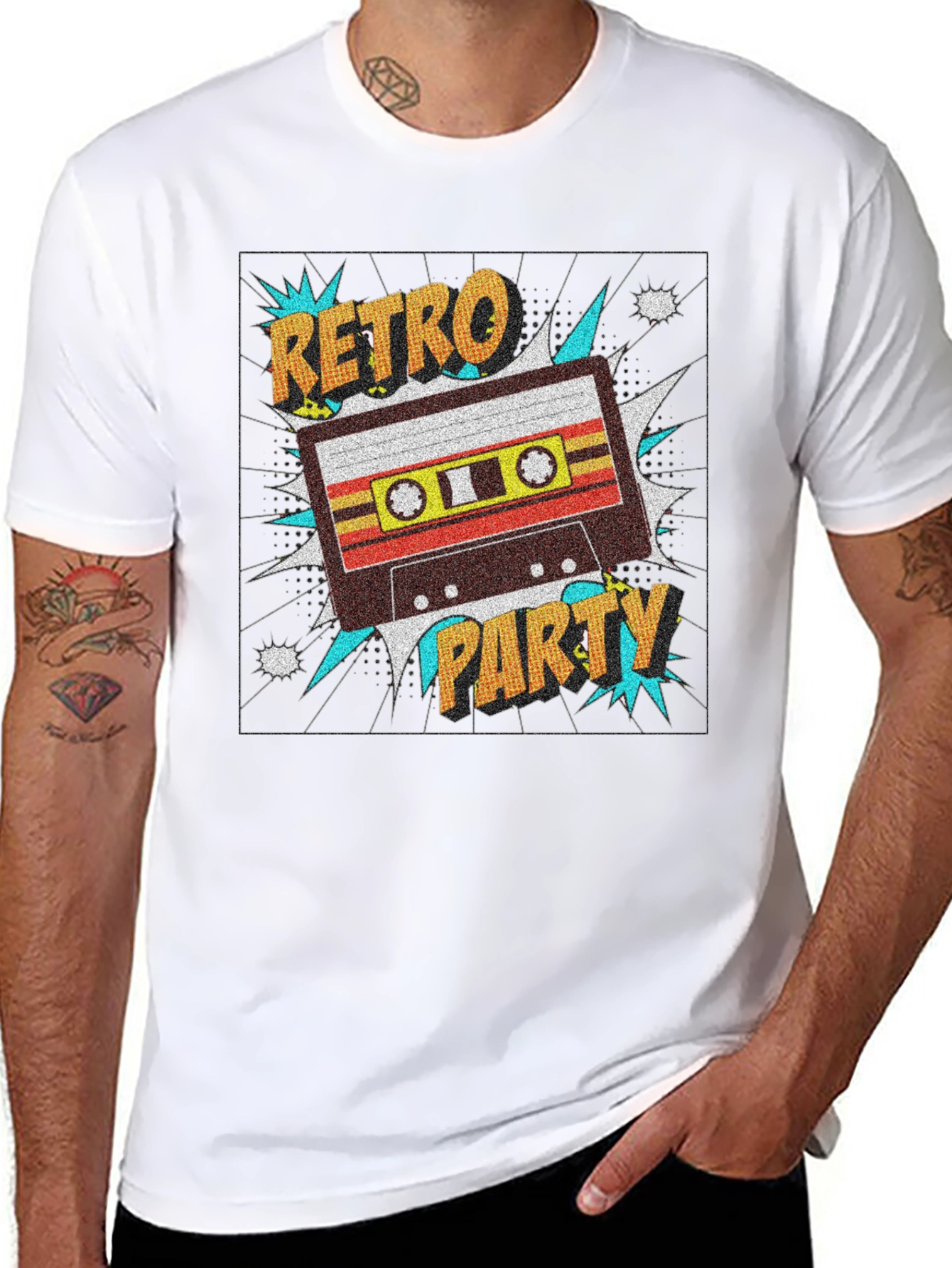 Black Retro Party Cassette Tape Graphic T-Shirt view 8