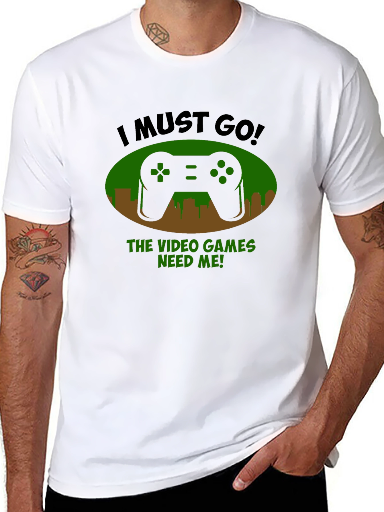 Black Gamer T-Shirt - I Must Go, Video Games Need Me! view 8