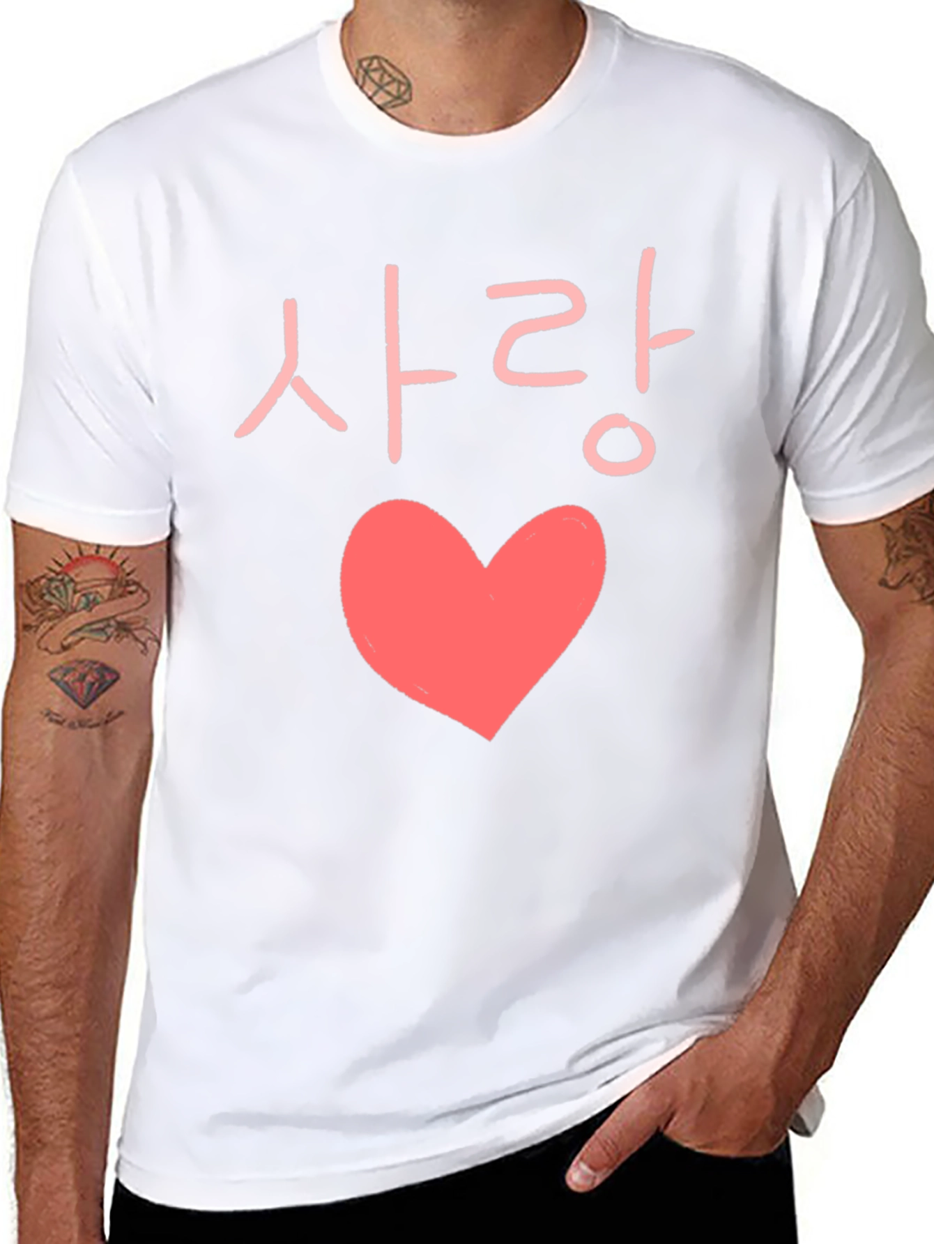 Black Love Korean Heart Graphic T-Shirt view 8