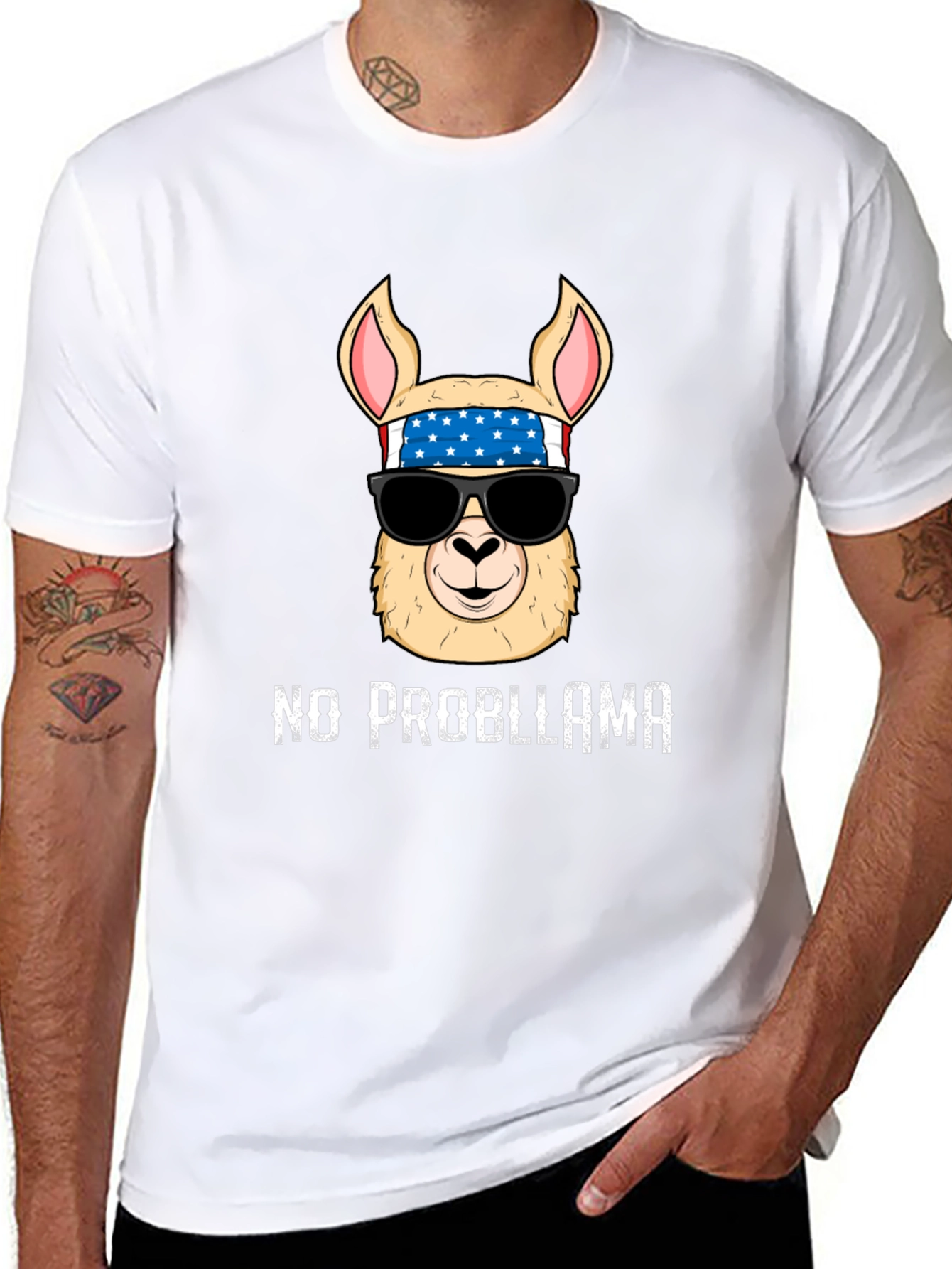 Black No Probllama Llama T-Shirt view 8