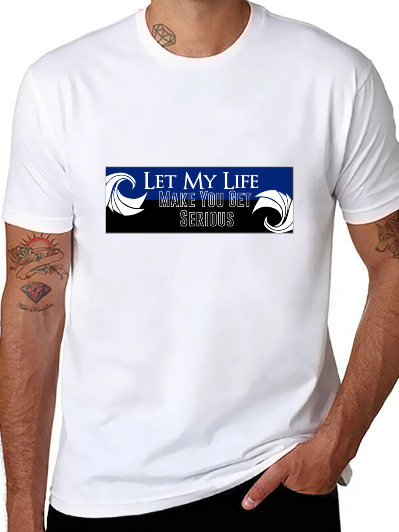 Black Let My Life Make You Get Serious Black Graphic Tee view 8