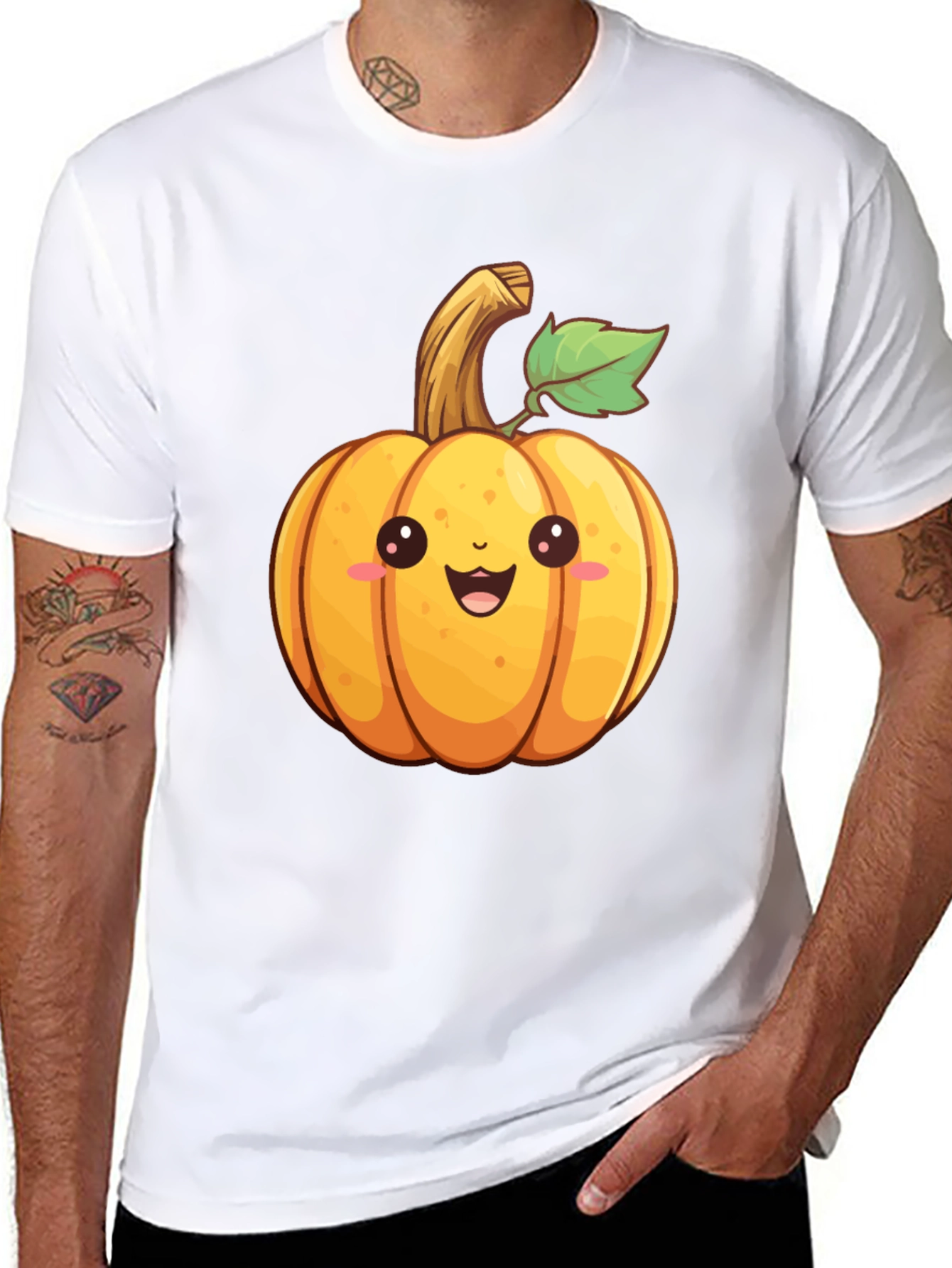 Black Cute Cartoon Pumpkin Graphic T-Shirt view 8