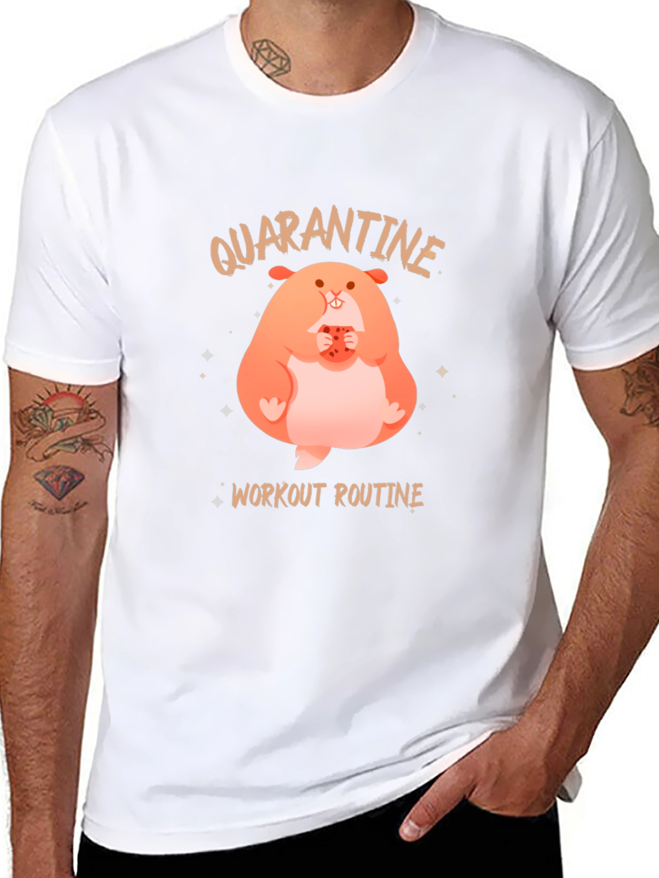 Black Quarantine Workout Routine T-Shirt view 8