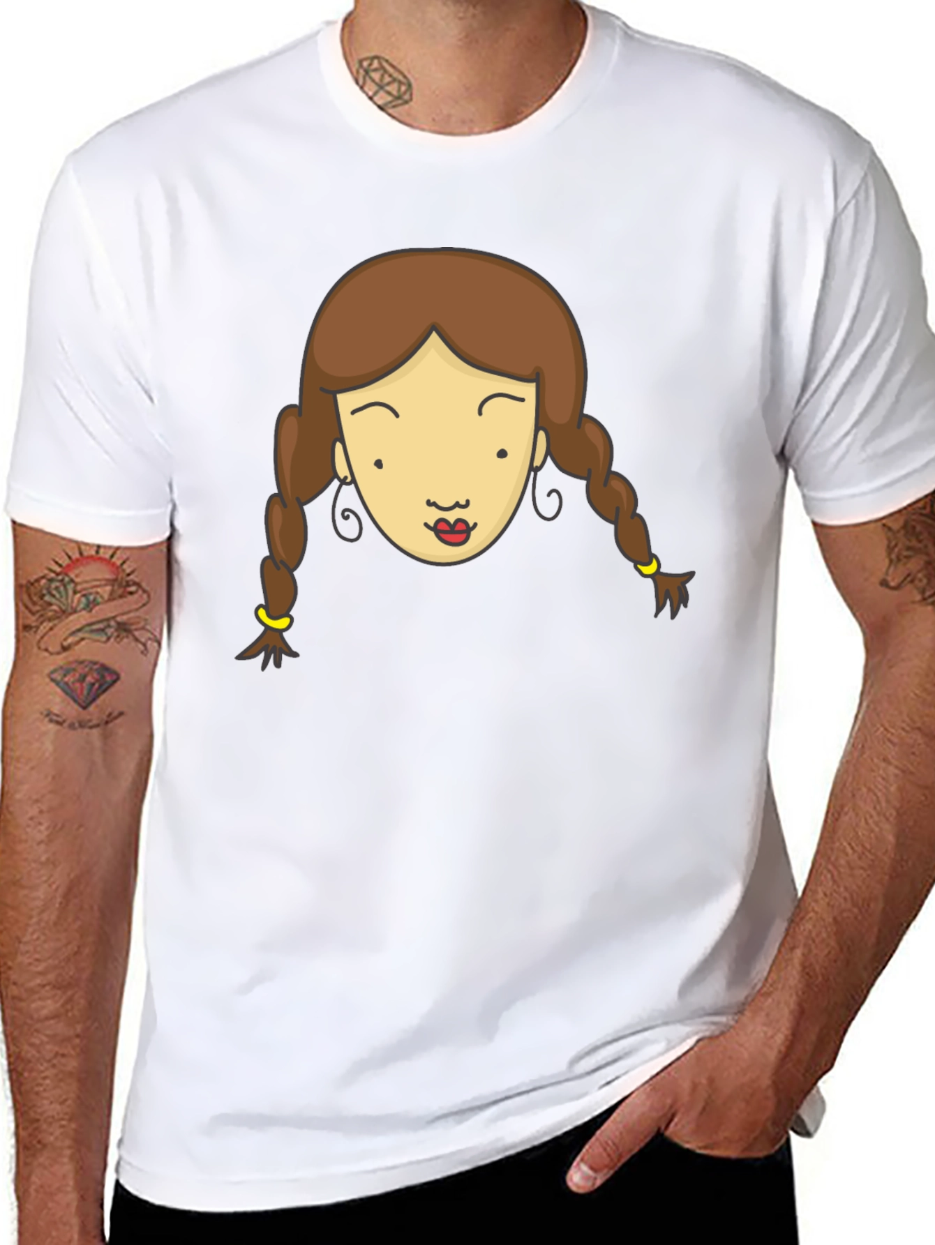 Black Cartoon Girl Graphic Tee - Black view 8