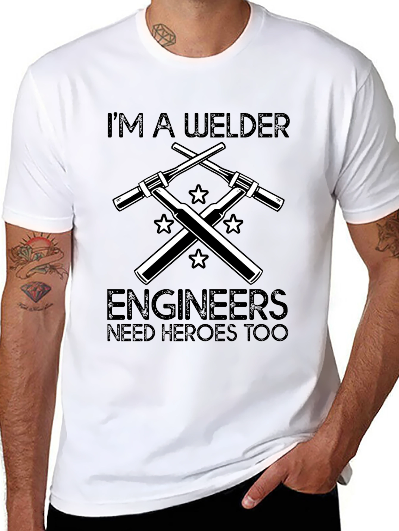 Black Welder Hero Black T-Shirt - Engineers Need Heroes Too! view 8