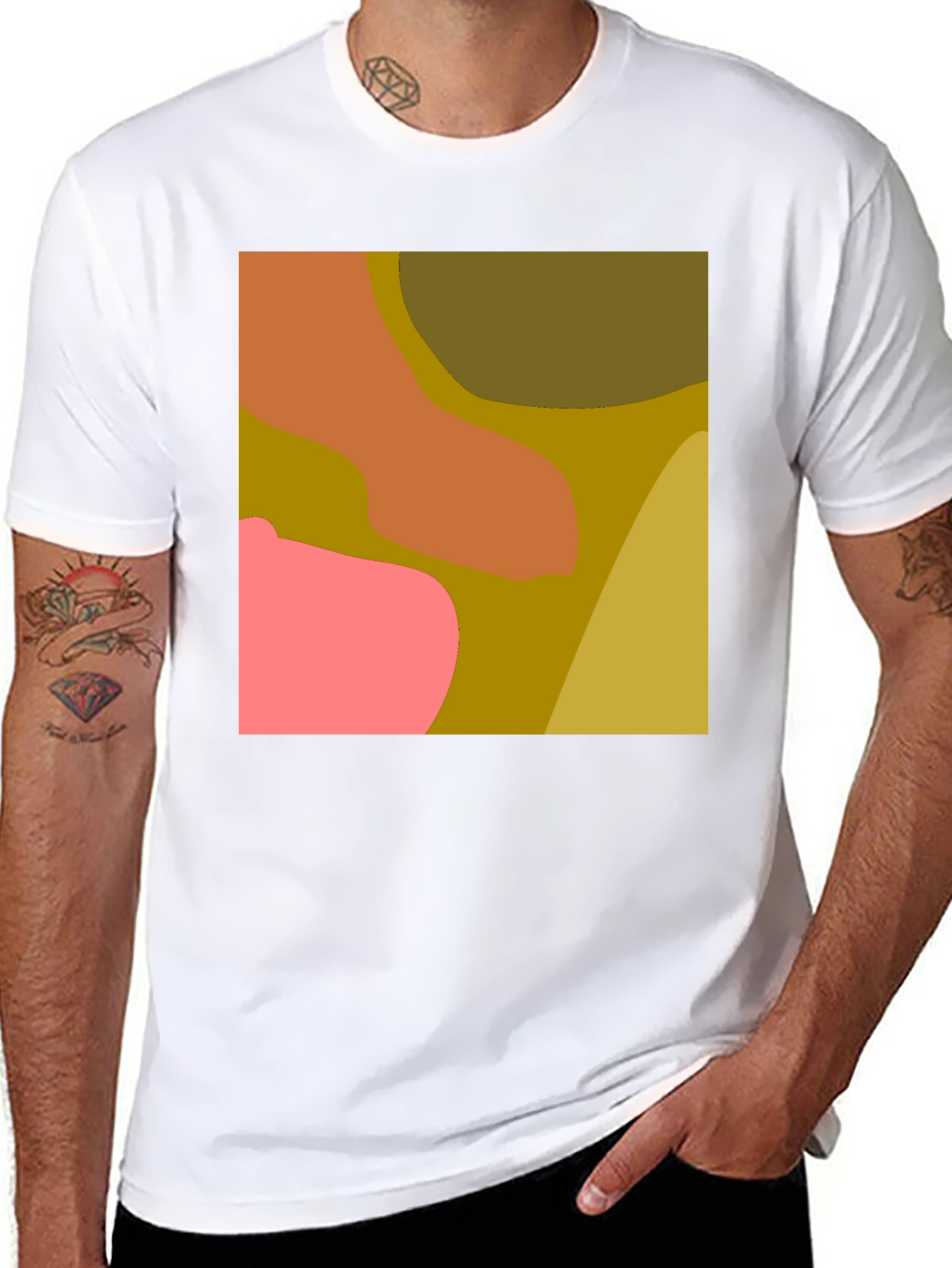 Black Abstract Color Block Graphic Tee view 8
