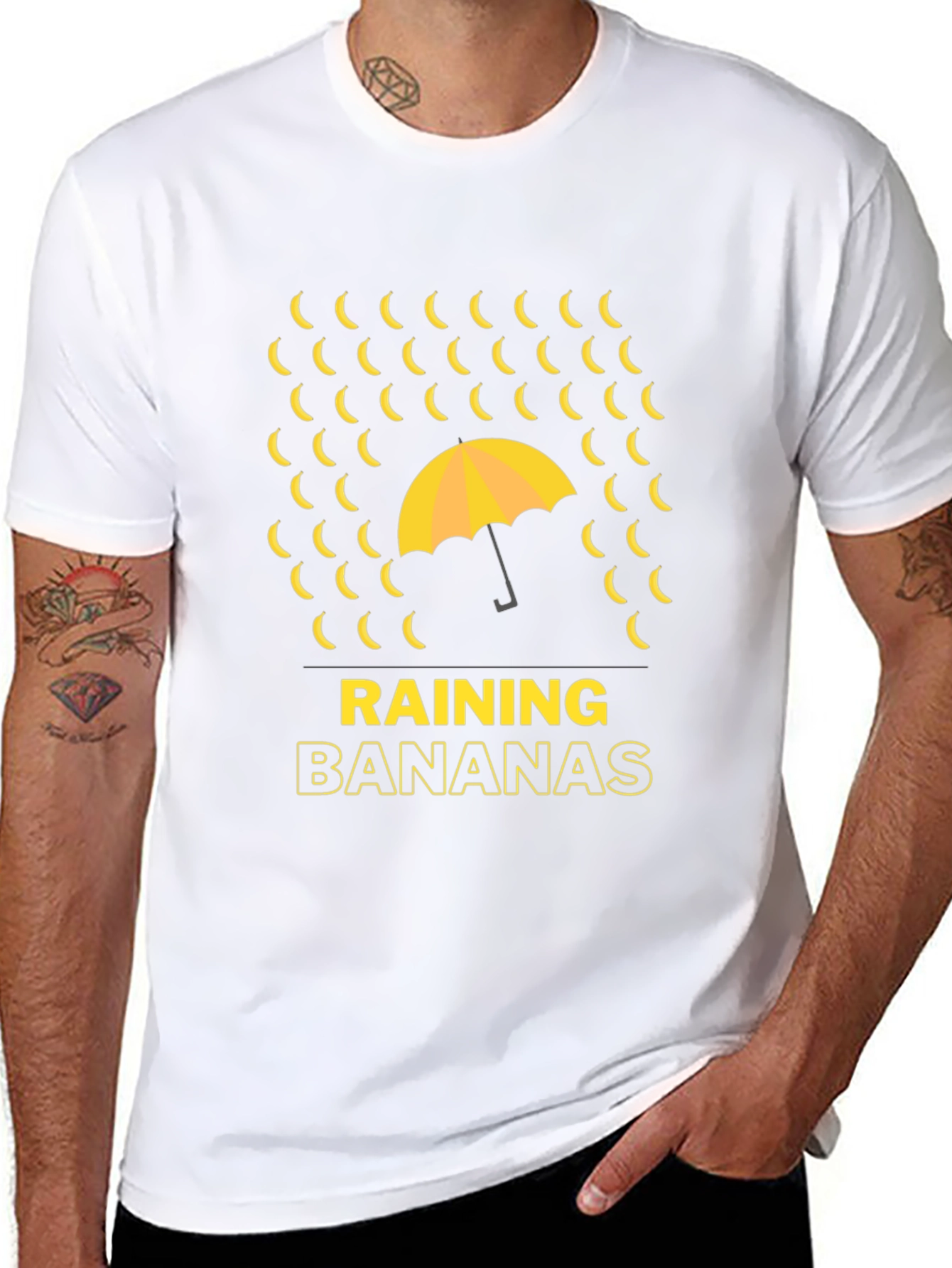 Black Raining Bananas Graphic Tee - Funny Novelty Shirt view 8