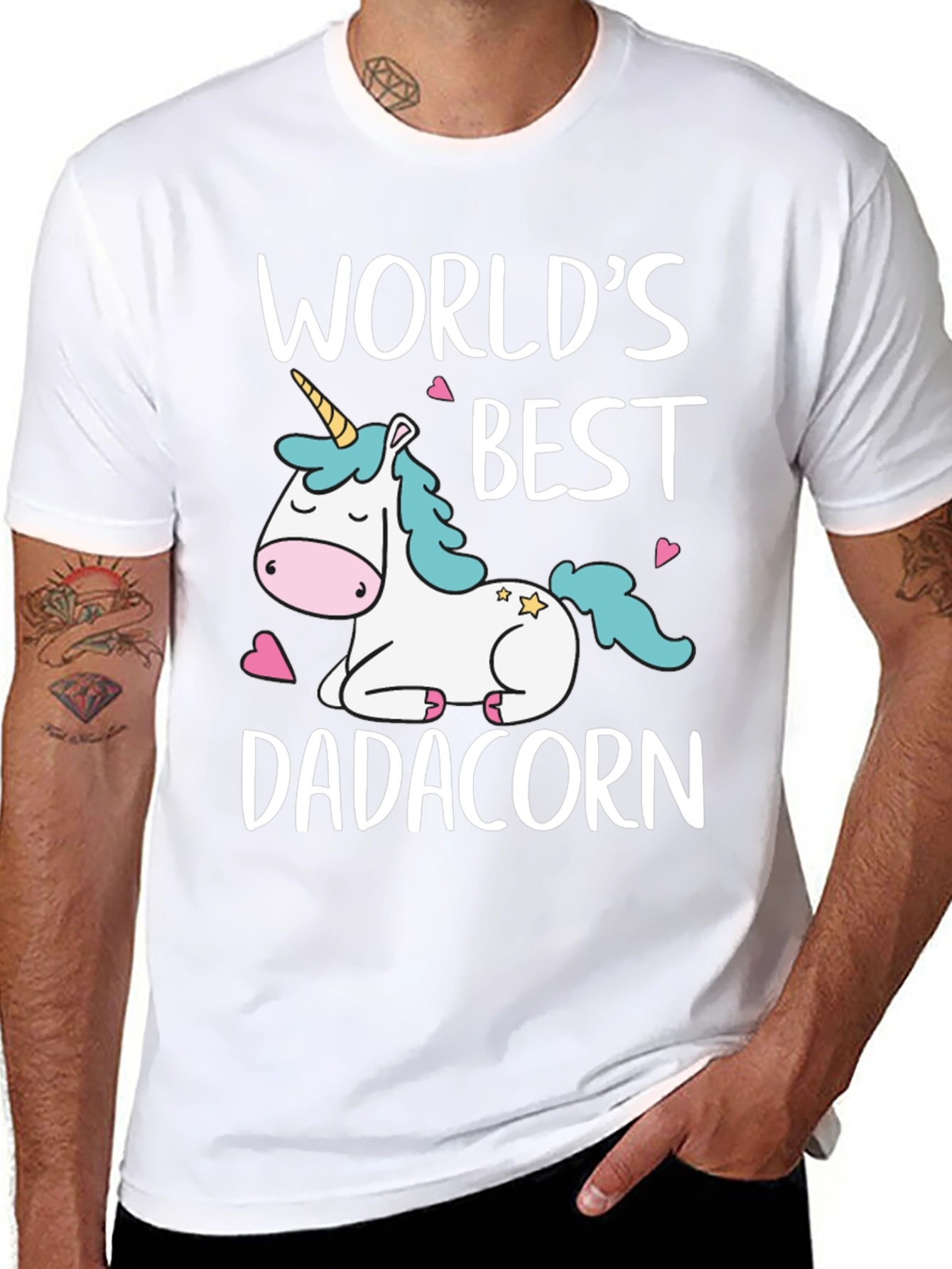 Black World's Best Dadacorn Black T-Shirt view 8