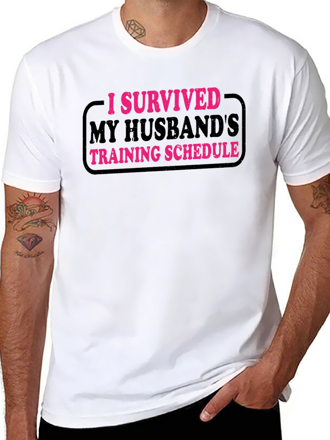 Black I Survived My Husband's Training Schedule T-Shirt view 8