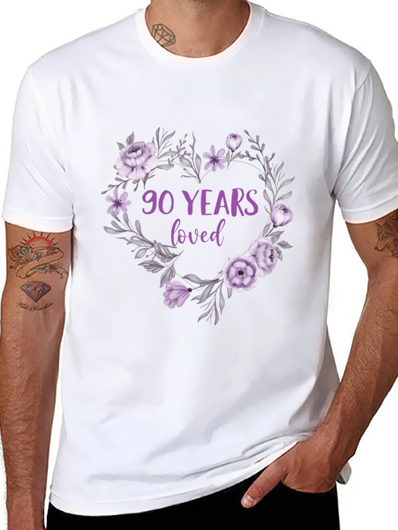 Black 90 Years Loved Floral T-Shirt view 8