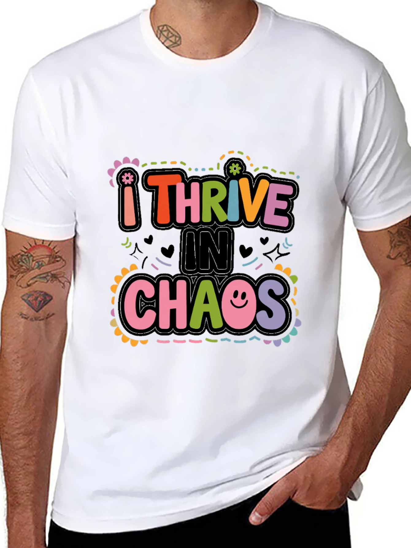 Black I Thrive in Chaos Graphic Tee view 8